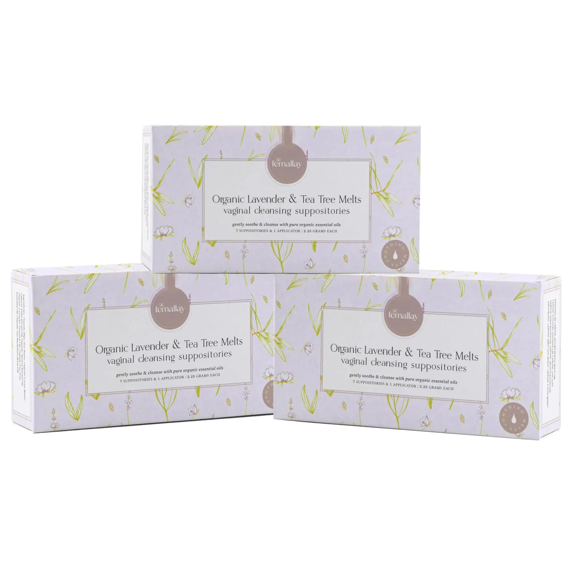 Femallay Lavender and Tea Tree Oil Vaginal Cleansing Suppositories for Hygiene, 100% Natural Melts Femallay Au supplements