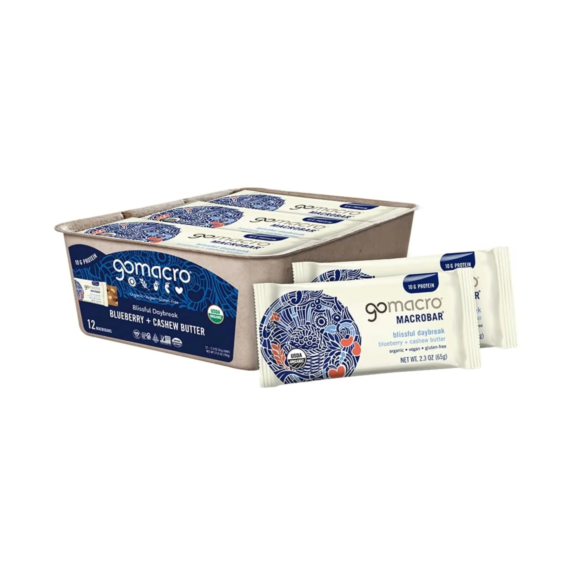 GoMacro Macrobar Organic Vegan Protein Bars - Blueberry + Cashew Butter , 2.3 Ounce GoMacro Au supplements
