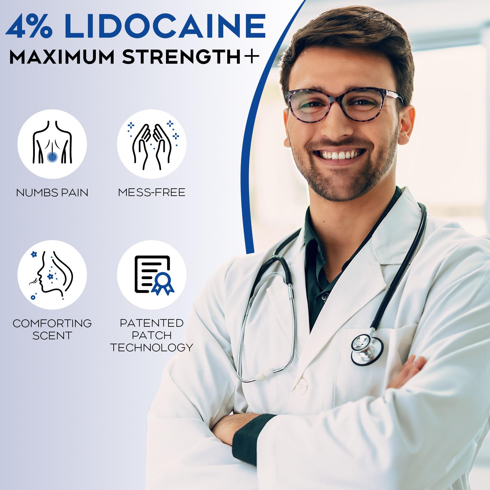 Uposiut Lidocaine 4% Patches - Extra Strength Lidocaine Patches (40 Patches), for Neck, Shoulder, Back, Knee, and Ankle Muscles, 12-Hour Effectiveness-A001L Uposiut Au supplements