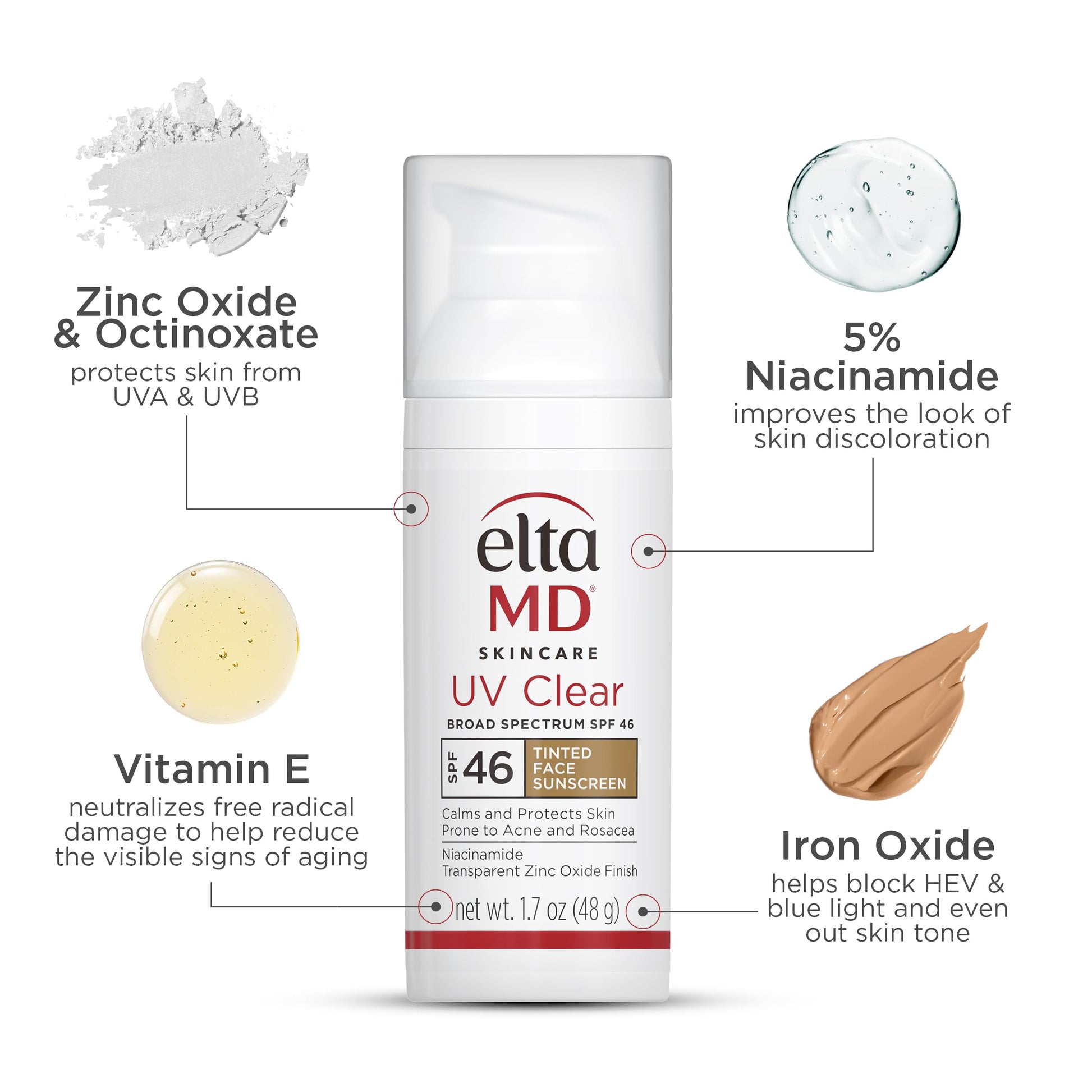 EltaMD UV Clear Tinted Sunscreen for Face, SPF 46 with Zinc Oxide, Oil-Free, Dermatologist Recommended, For Acne-Prone Sensitive Skin, 1.7 oz EltaMD Au supplements