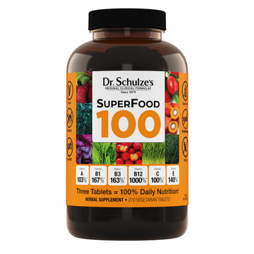 Dr. Schulze's SuperFood 100 - Everyday Superfood Supplement to Support Overall Wellness - Mutivitamin Support for Cellular Nutrition & Energy - Clean Ingredients - Gluten-Free & Dairy-Free - 270 Count Dr. Schulze's Au supplements