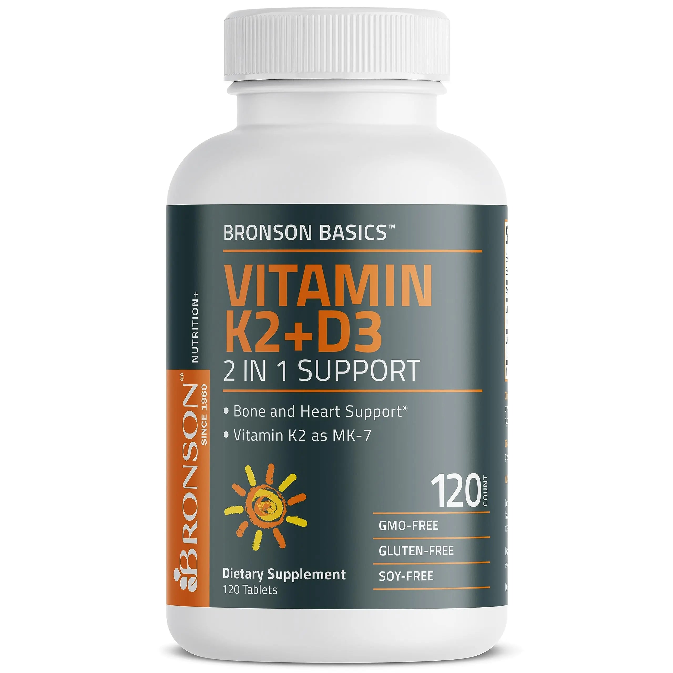 Bronson Basics Vitamin K2 D3 (MK7) Supplement Non-GMO Formula 5000IU (125 mcg) Bronson Au supplements