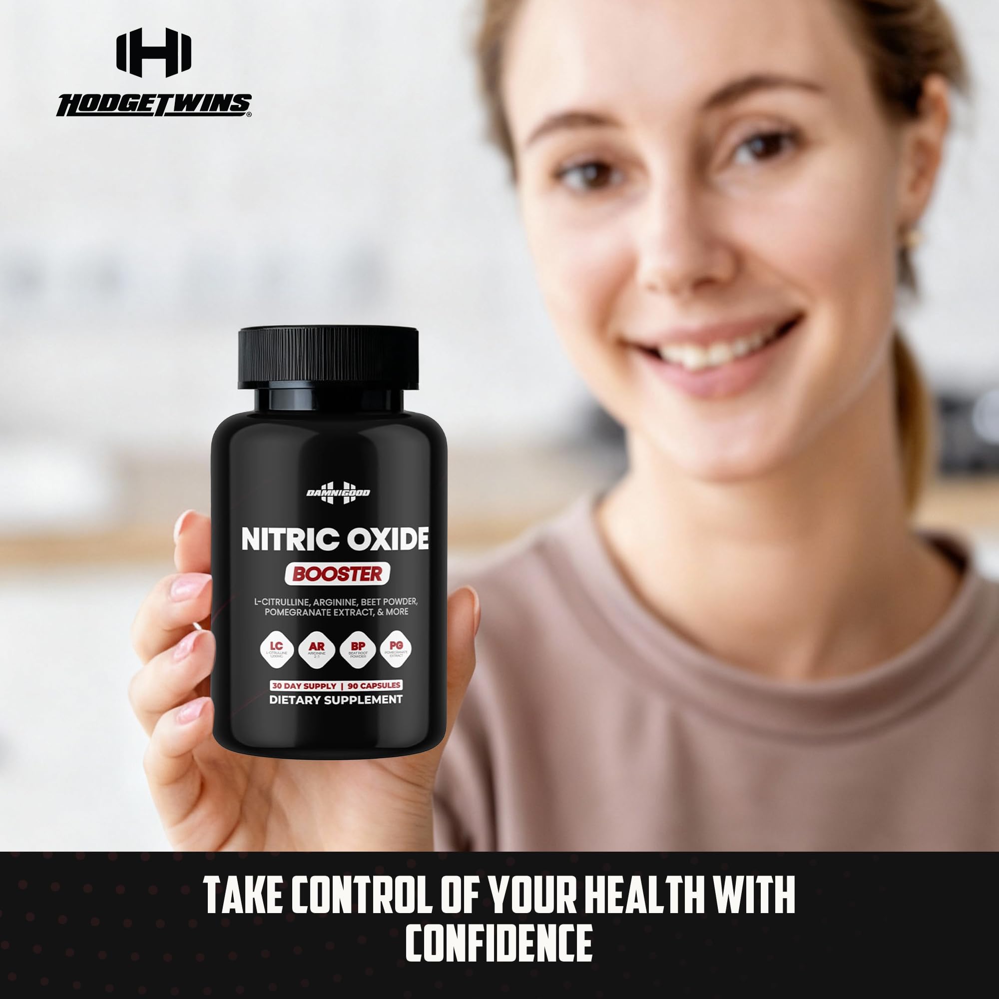 DAMN GOOD The Hodge Twins Nitric Oxide Booster – Beet Root Nitric Oxide & Arginine Citrulline Supplement, Pomegranate Blend for Workout Drive, Endurance Support & Pump Power - 90 Capsules DAMN GOOD Au supplements