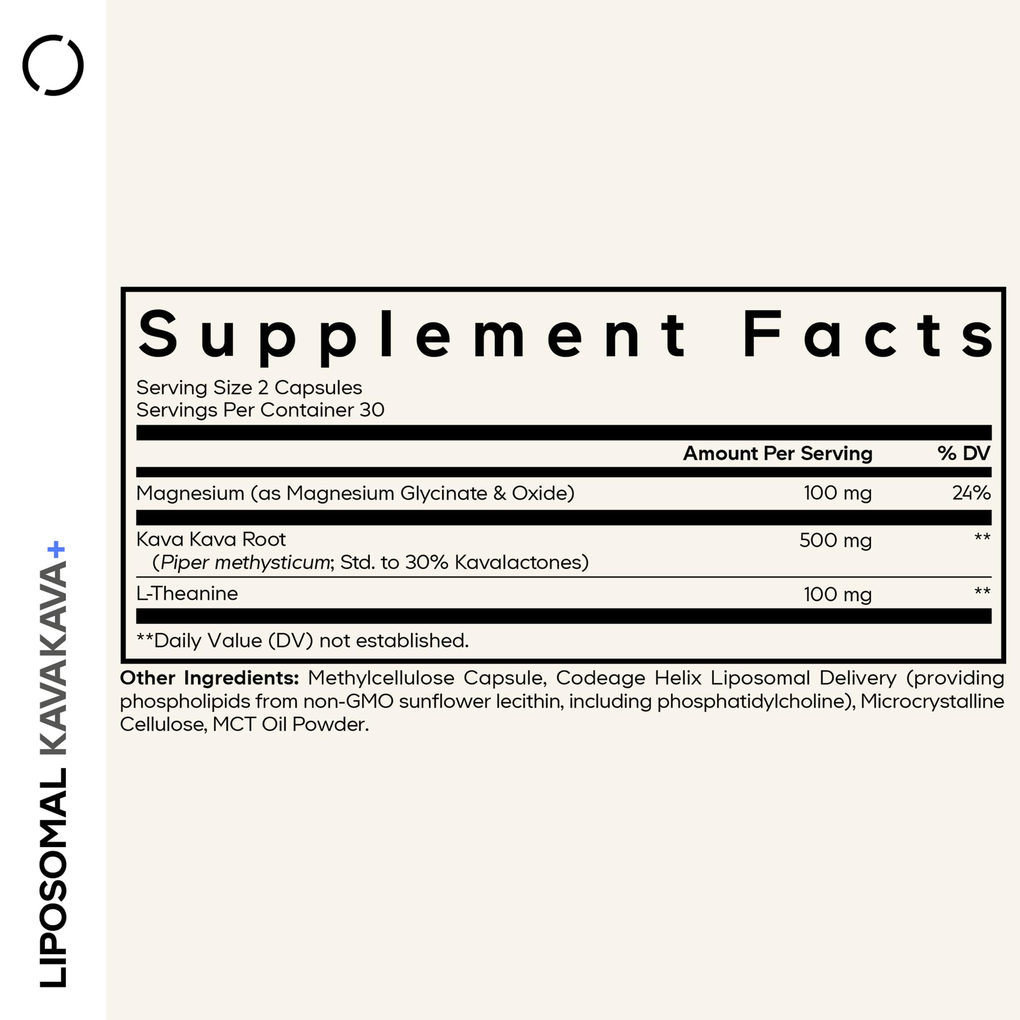 Codeage Liposomal Kava Kava+ Supplement - 500 mg 30% Kavalactones with Magnesium Glycinate - Magnesium Oxide - L-Theanine - Liposomal Delivery