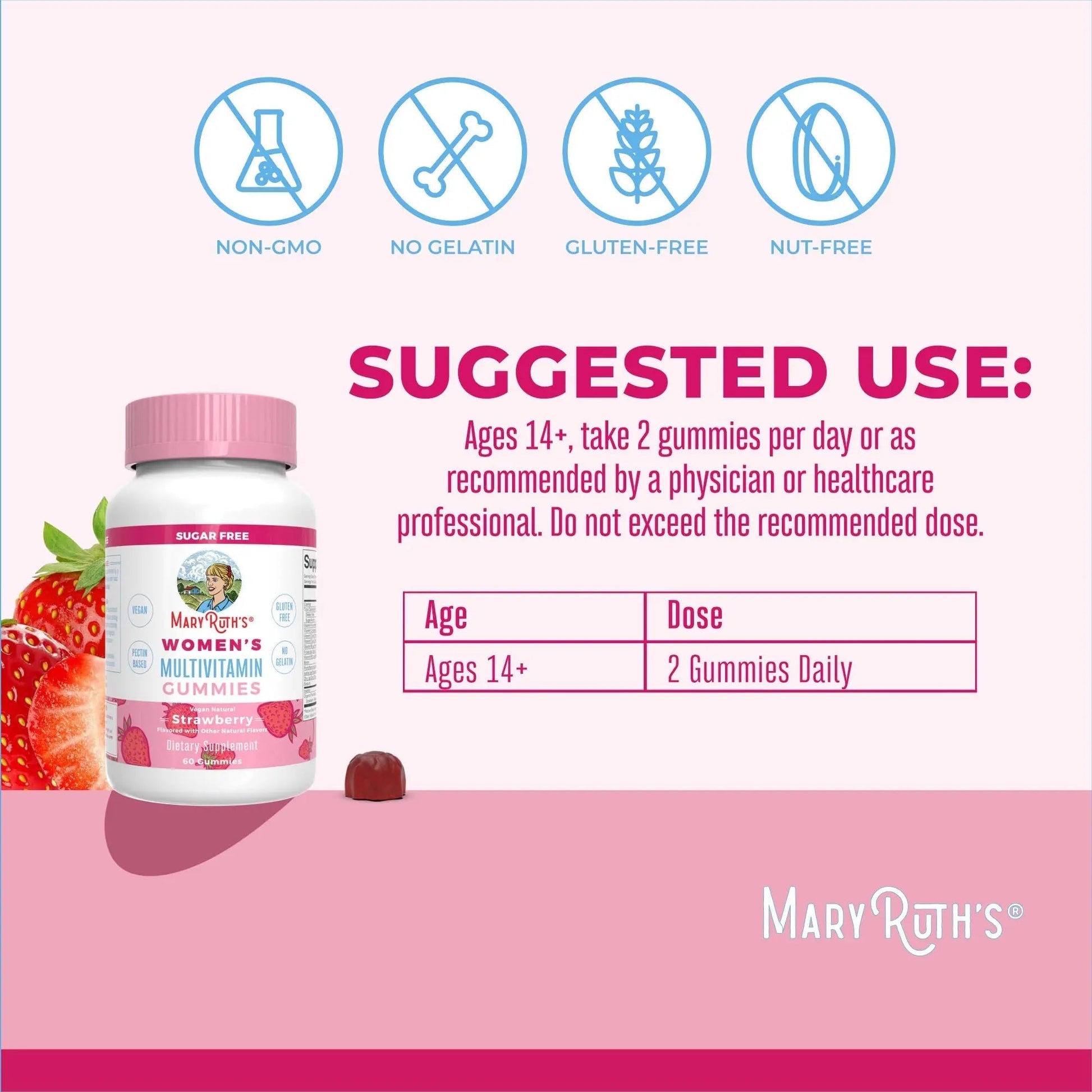 MaryRuth's Multivitamin Gummies for Women (Strawberry) & Liquid Nighttime Multimineral (Coconut, 32oz) | Clean Label Project Verified MARYRUTH'S Au supplements