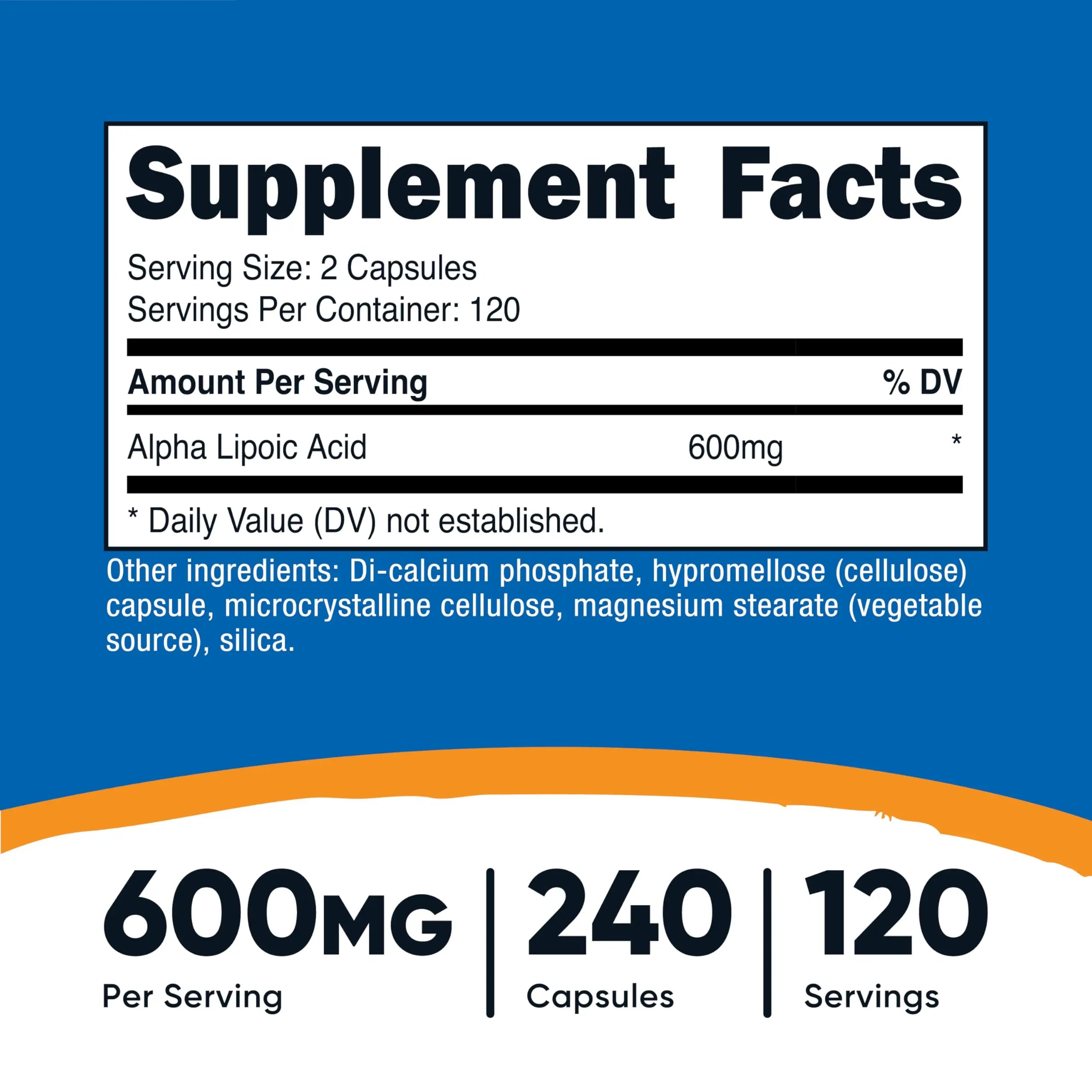 Nutricost Alpha Lipoic Acid 600mg Per Serving, 240 Capsules - Gluten Free, Vegetarian Capsules, Soy Free & Non-GMO Nutricost Au supplements