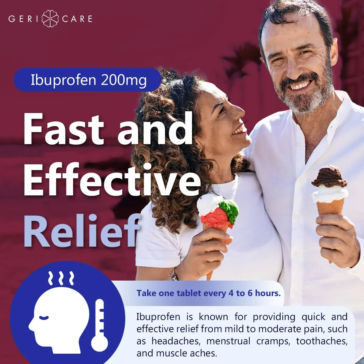 GeriCare Ibuprofen 200mg, Pain Reliever, Fever Reducer, Relieves Body Aches, 500 Count (Pack of 1) GeriCare Au supplements
