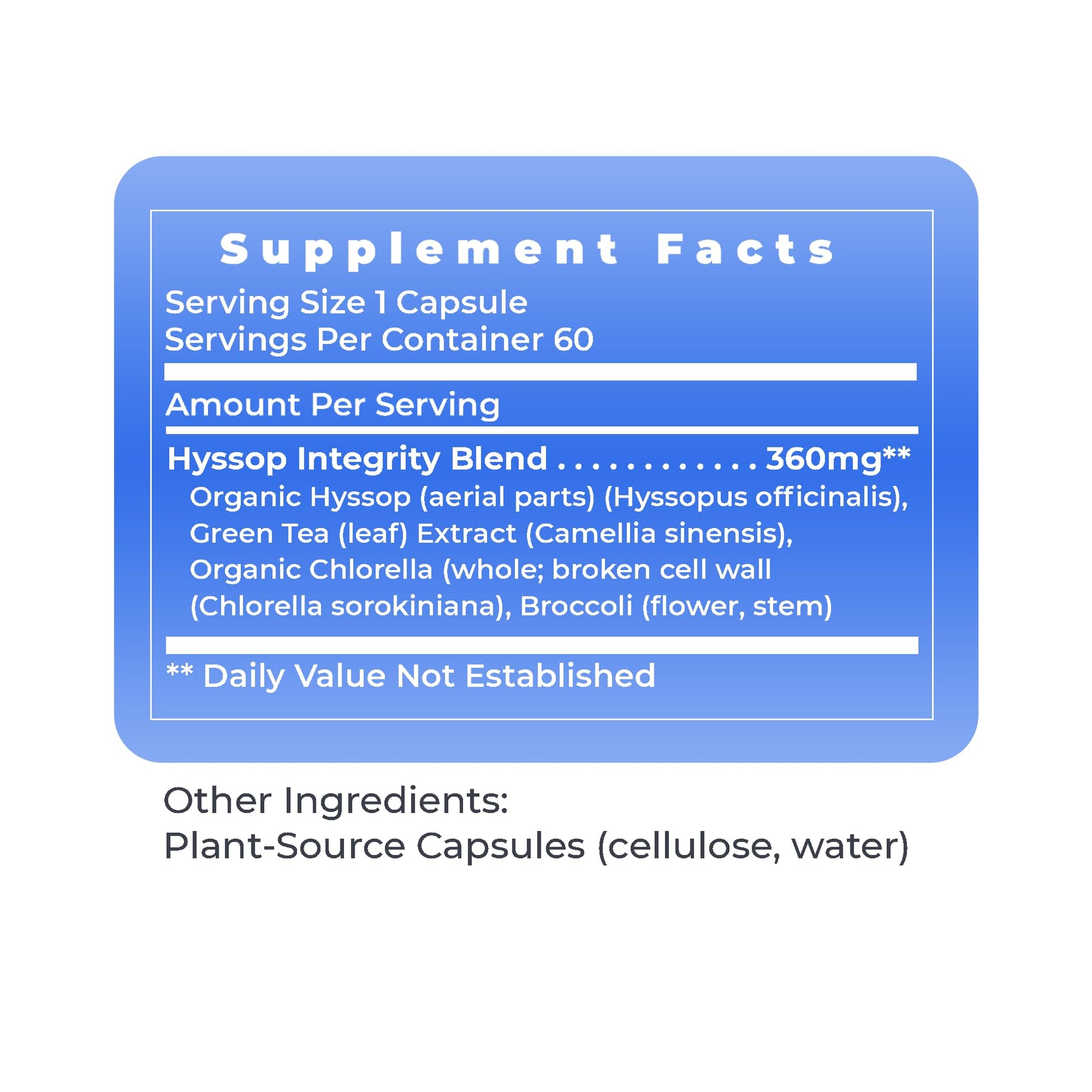 Premier Research Labs Hyssinol - Hyssop Herb, Hyssop Capsules, Wellness Pills with Organic Hyssop Dry Herb, Dietary Supplement with Green Tea, Antioxidant Support - 60 Vegetarian Capsules Premier Research Labs Au supplements