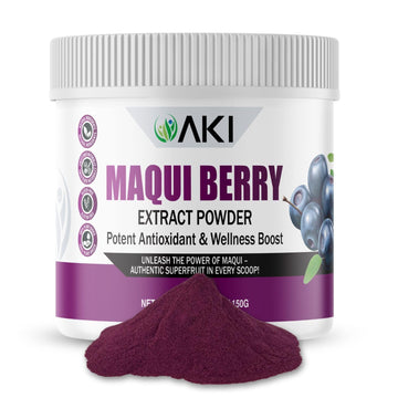 AKI Maqui Berry Extract Powder – Wild Harvested from Patagonia, High in Anthocyanins & Polyphenols, Freeze-Dried Superfruit for Smoothies, Non-GMO, Vegan, 150g/ 5.3 oz AKI ORGANIC Au supplements