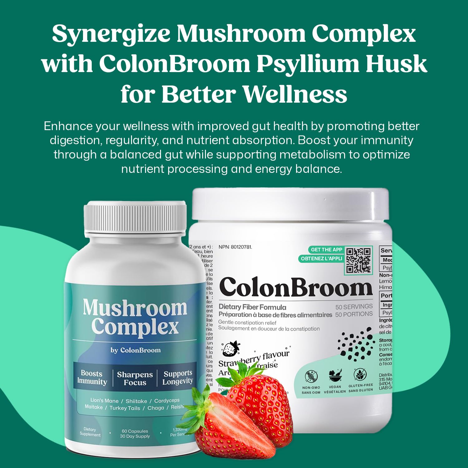 ColonBroom Mushroom Complex, Powerful Mushroom Blend with Cordyceps, Reishi, Shiitake, Lion’s Mane Extract for Energy, Immunity, Stress Relief & Cognitive Health - 60 Capsules, 30 Day Supply ColonBroom Au supplements