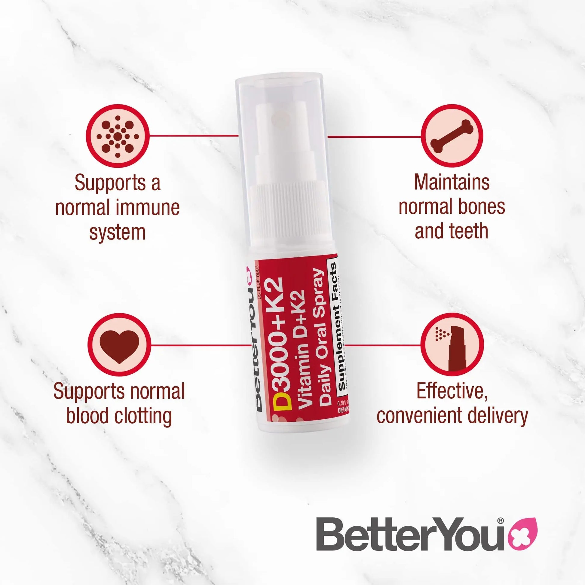BetterYou D3000 + Vitamin D + K2 Spray 12ml BetterYou Au supplements