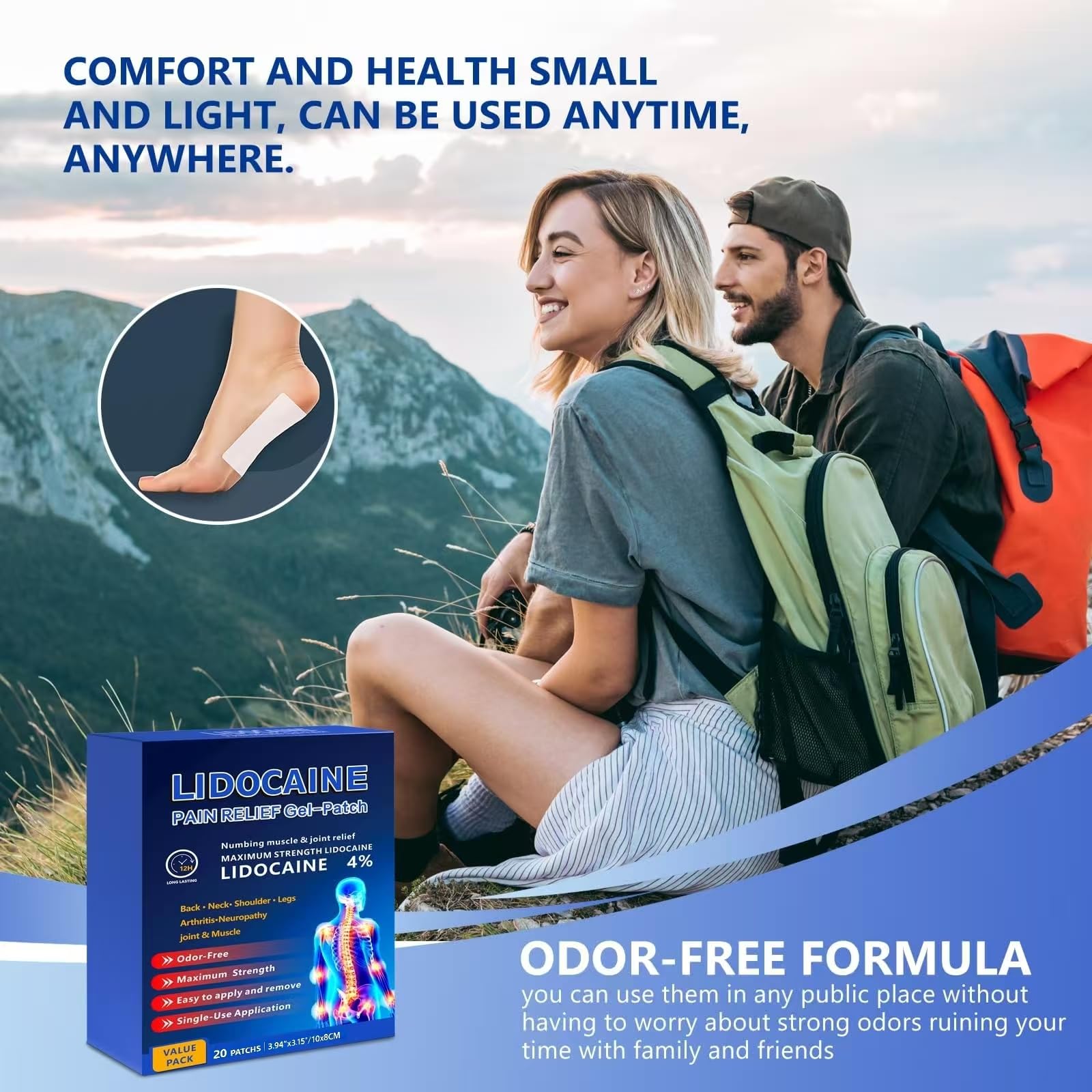 KIbabyDI Professional Lidocaine Pain Relief Patches - 20 Count | 4% Medicated Gel Patches for Targeted Joint & Muscle Comfort | Long-Lasting 12-Hour Relief, Ultra-Flexible Design -lb265 KIbabyDI Au supplements