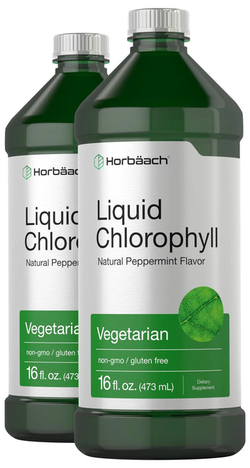 Chlorophyll Liquid Drops 100mg | 32 oz (2 x 16 oz Bottles) | Natural Peppermint Flavor Horbäach Au supplements
