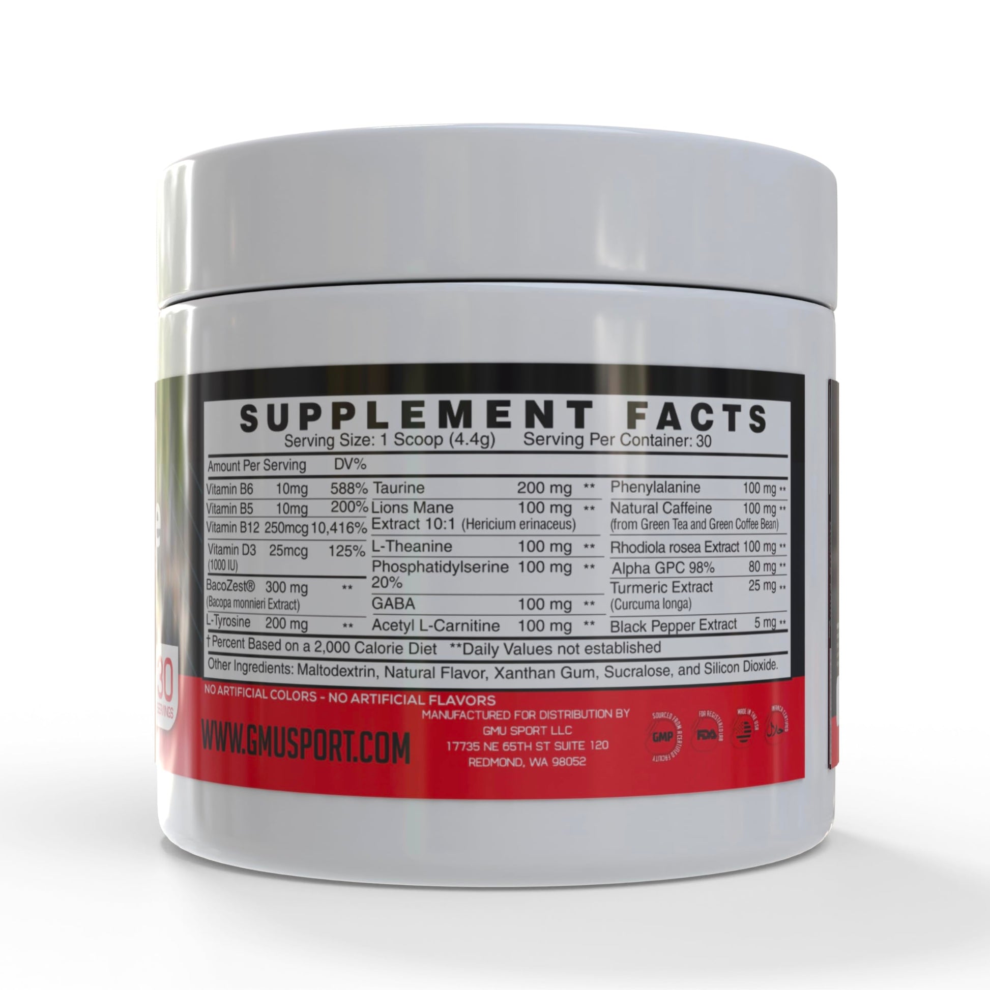 GMU SPORT Nootro-Prime Brain Boost - Focus Brain Supplement - Mushroom Supplement Powder with Alpha GPC, Nootropic Brain Supplements for Memory and Focus with Lions Mane, 30 Servings, Tropical Flavor GMU SPORT Au supplements