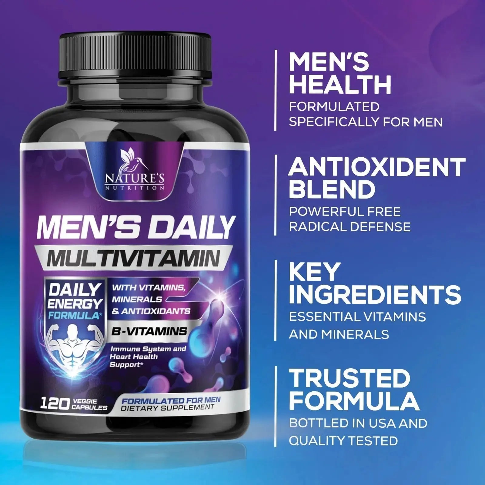 Multivitamin for Men - Advanced Supplement with Full-Spectrum Formula, Essential Vitamins A, C, D, E, & Zinc - High Potency B Vitamins Multi Nature's Nutrition Au supplements