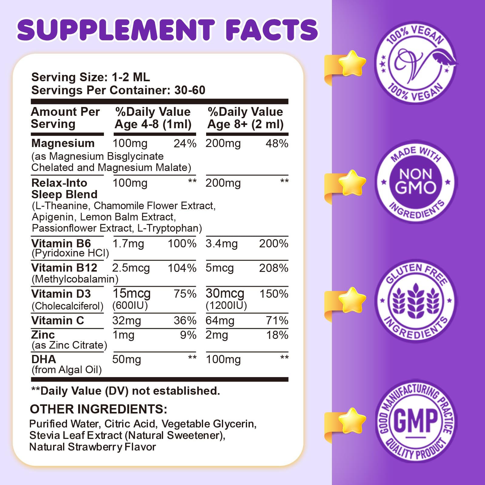 Magnesium Glycinate Liquid for Kids - Magnesium Bisglycinate Drops with L-Theanine, Chamomile & Vitamin B6, B12, C, D3 for Sleep, Relaxation, Immune Support, Calm & Focus - 2 Fl Oz, Strawberry Flavor CFILIHTC Au supplements