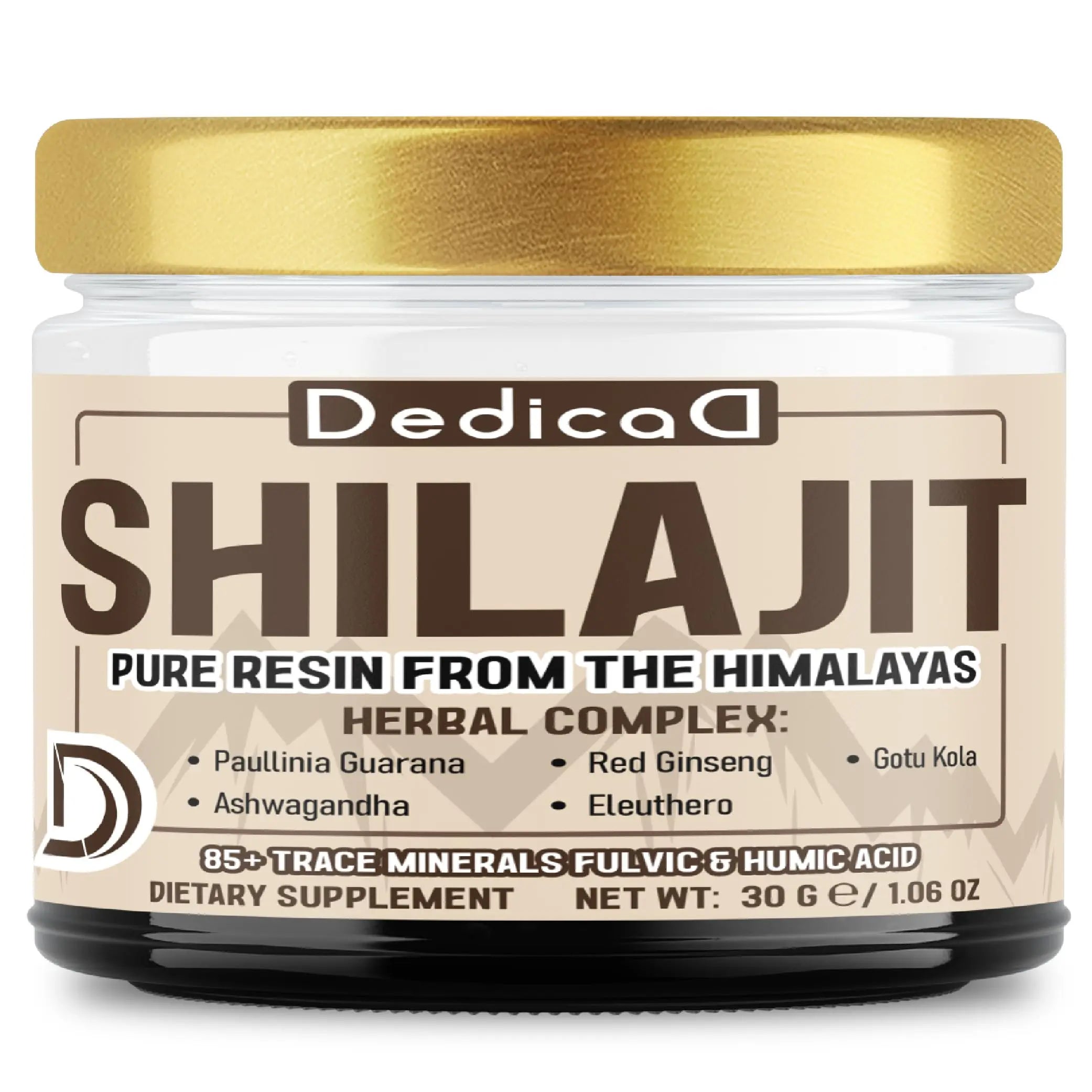 DEDICAD 30g Shilajit Resin with Herbal Complex - Paullinia Guarana, Gotu Kola Leaf & More - Shilajit Pure Himalayan Organic for Immune System, Energy Production, Brain Health & Stamina DEDICAD Au supplements