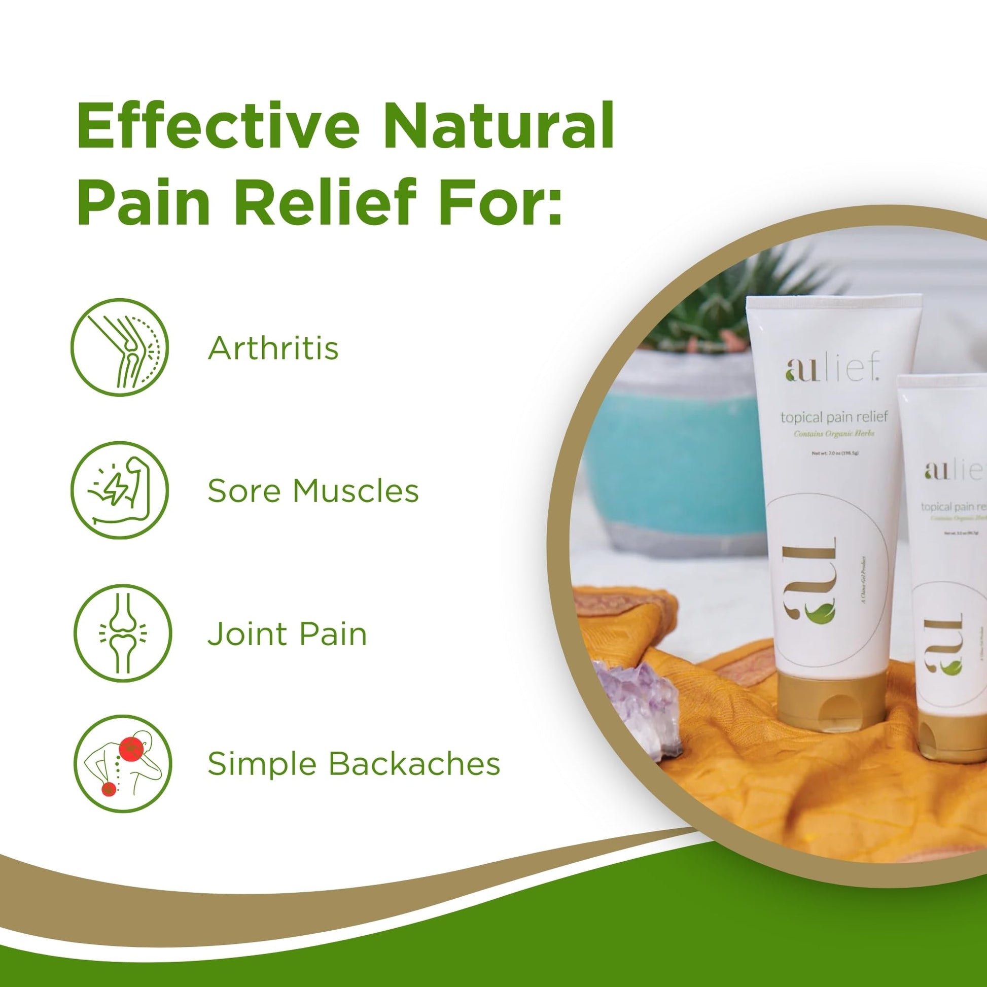 Aulief Gold Natural Pain Relief Cream – Organic Herbal Lotion for Arthritis, Joint Pain & Sore Muscles, Neck, Knee & Back Aches, Premium Organic Natural Pain Reliever, 3.2 Oz Tube Aulief Au supplements