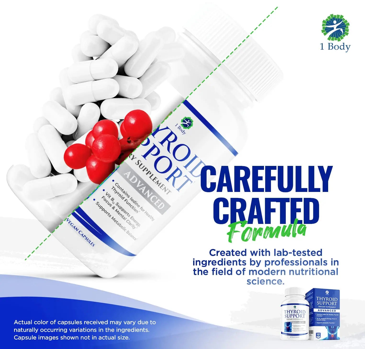 1 Body Thyroid Support Supplement for Women and Men - 2 Pack 60 Days 1 Body Au supplements