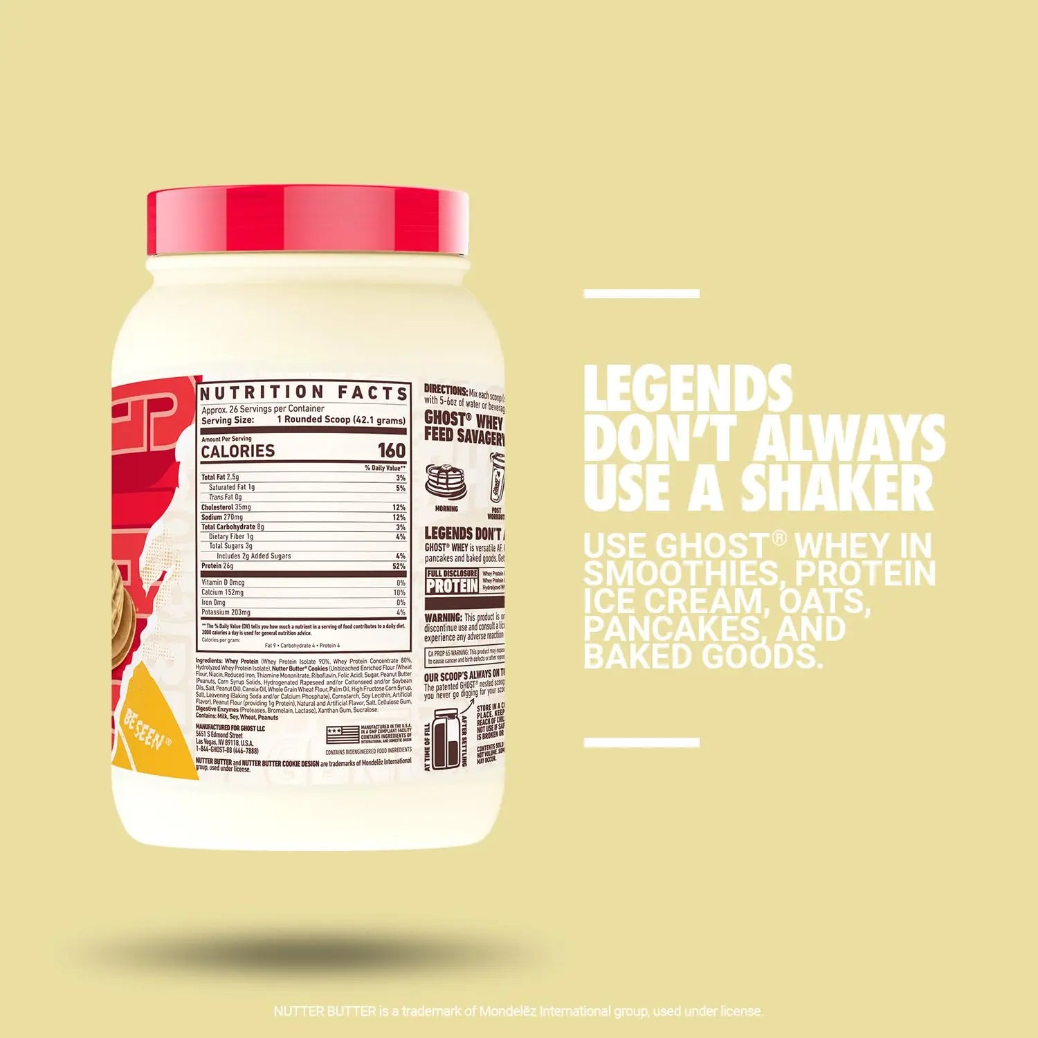 GHOST Whey Protein Powder, Nutter Butter - 2LB Tub, 26G of Protein - Peanut Butter GHOST Au supplements