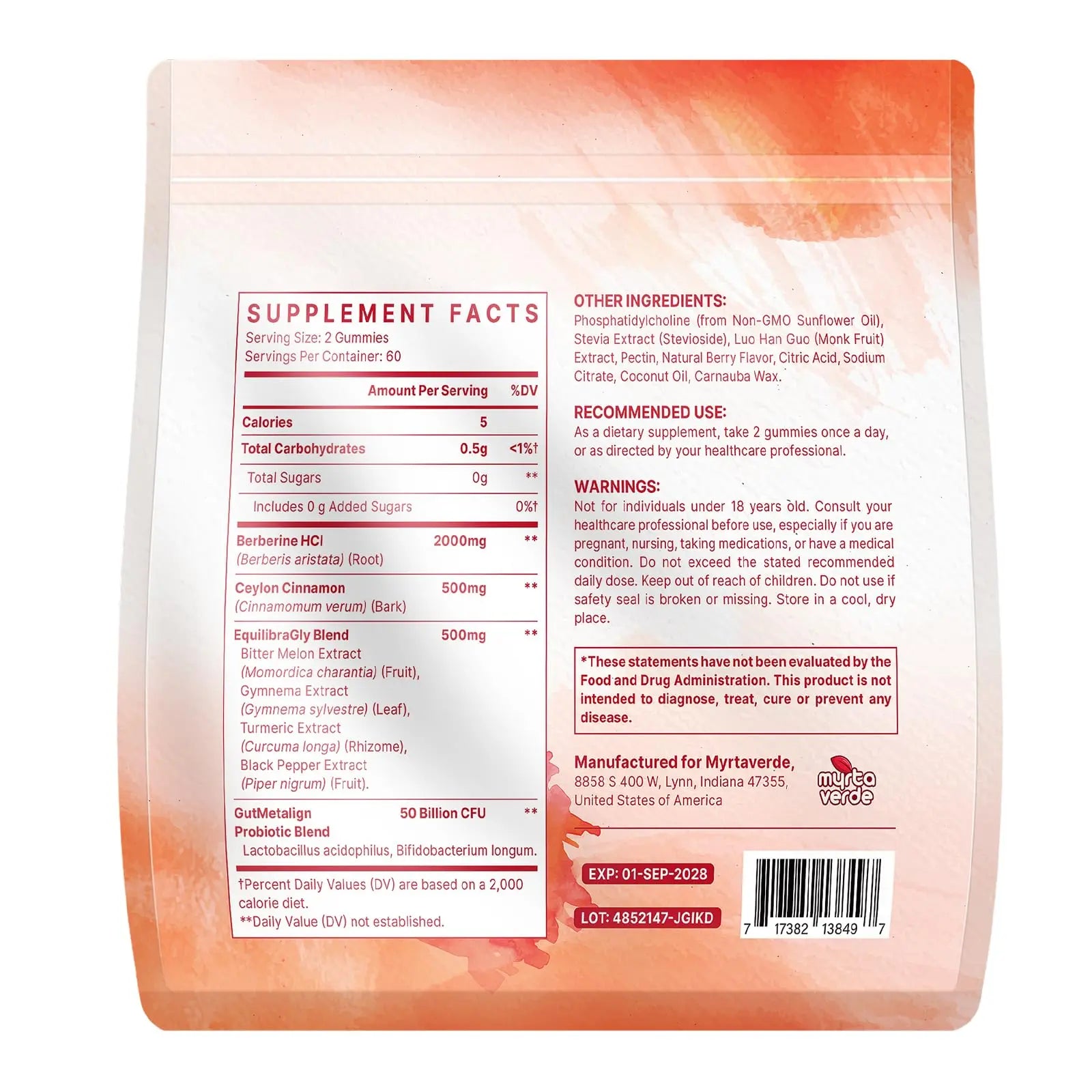 2000mg Liposomal Berberine Supplement Gummies | High Potency Berberine HCI Activates AMPK with Ceylon Cinnamon | Advanced Absorption | Zero Sugar Mixed-Berry | 120 Count Myrtaverde Au supplements