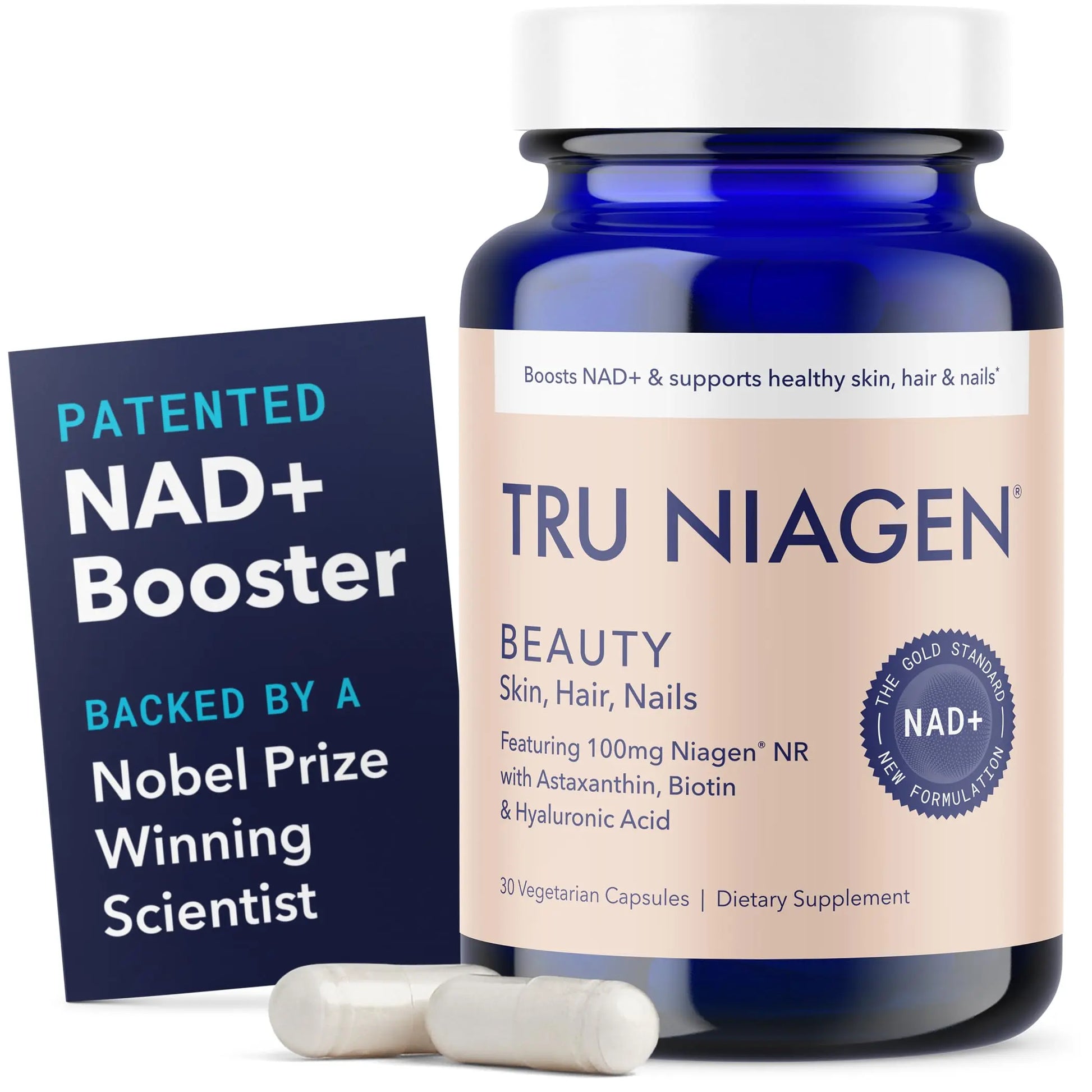 TRU NIAGEN BEAUTY NAD+ for Hair, Skin & Nails | Contains Niagen®, Astaxanthin, Hyaluronic Acid, Biotin | Supports Skin Elasticity & Moisture Retention | Daily Supplements for Men & Women | 30 Servings TRU NIAGEN Au supplements
