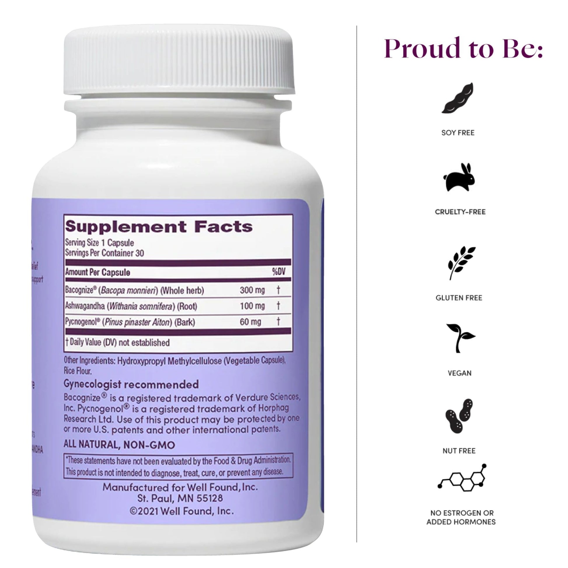 Womaness Menopause Supplements for Women - Hormone Balance for Women Perimenopause and Menopause - Ashwagandha, Pycnogenol and Bacognize for Hot Flashes, Brain Fog and Mood Hormone Free - 30 Capsules Womaness Au supplements
