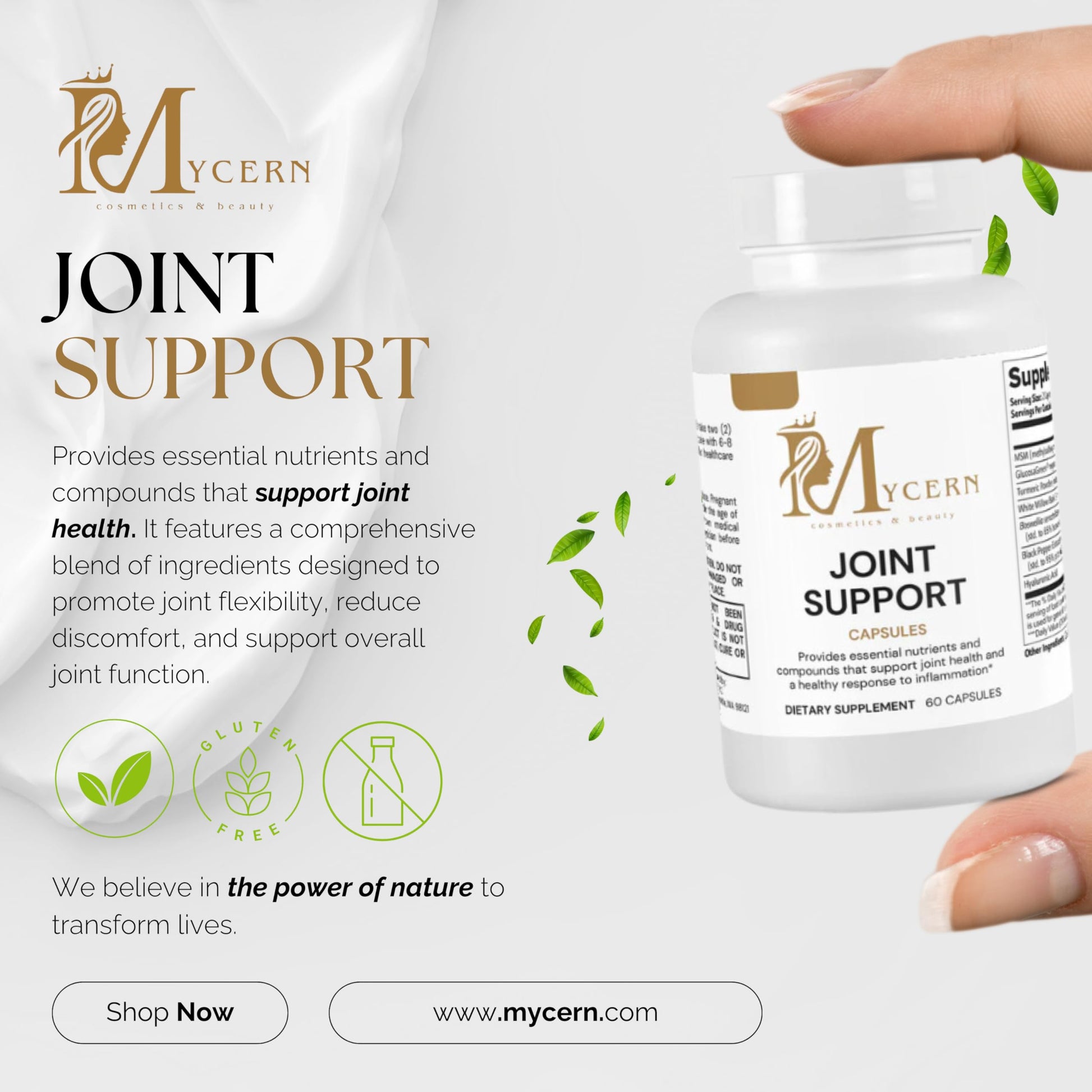 Joint Support Supplement – 60 Caps – MSM, Glucosamine HCl, Turmeric Supplement, Boswellia, Hyaluronic Acid Capsules & Black Pepper, Flexibility, Mobility & Comfort Joint Health – Made in USA Mycern Au supplements