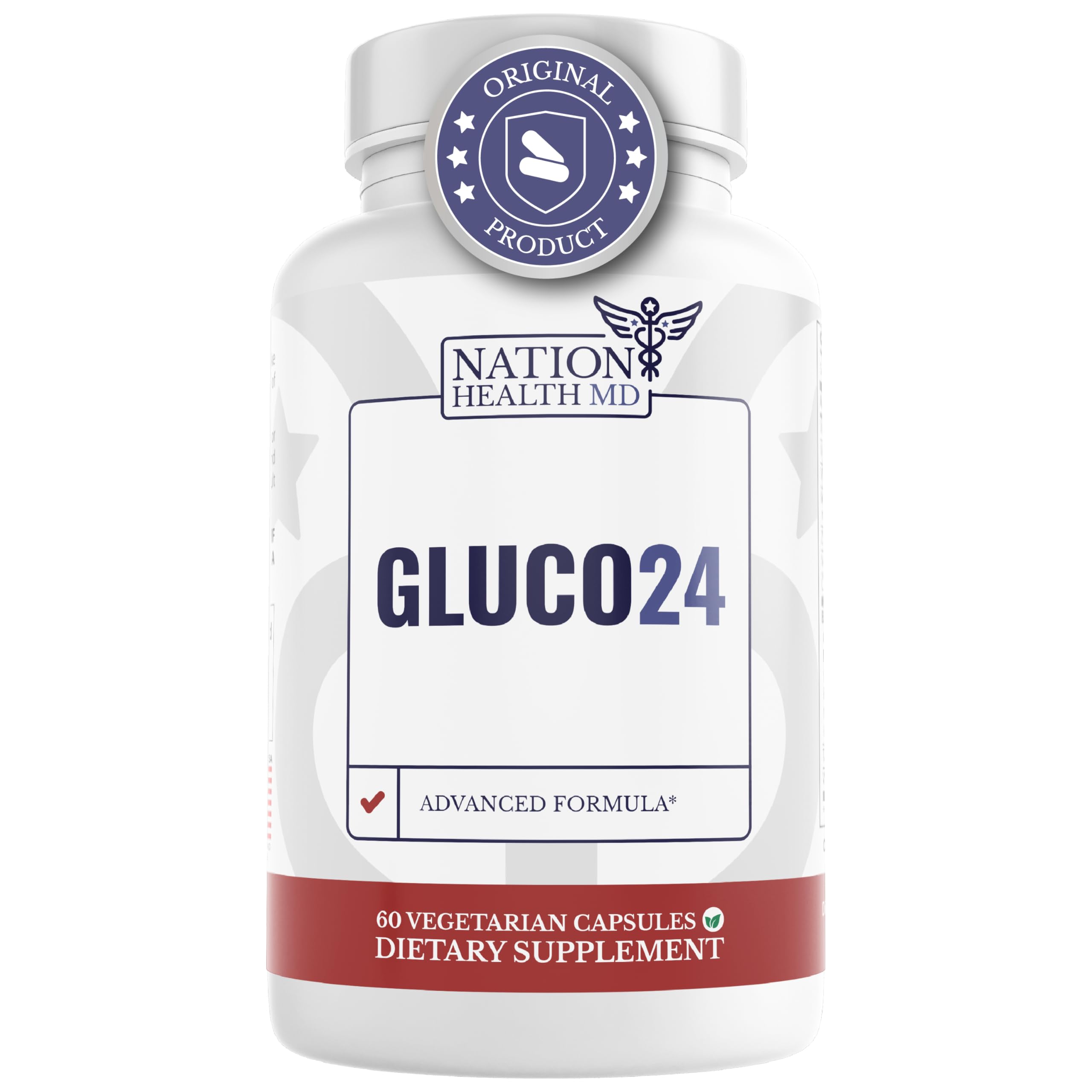 NATION HEALTH MD Gluco24 Advanced Formula - Dietary Supplement with Ceylon Cinnamon Bark Extract, Berberine HCI, Magnesium & Zinc - 60 Capsules NATION HEALTH MD Au supplements