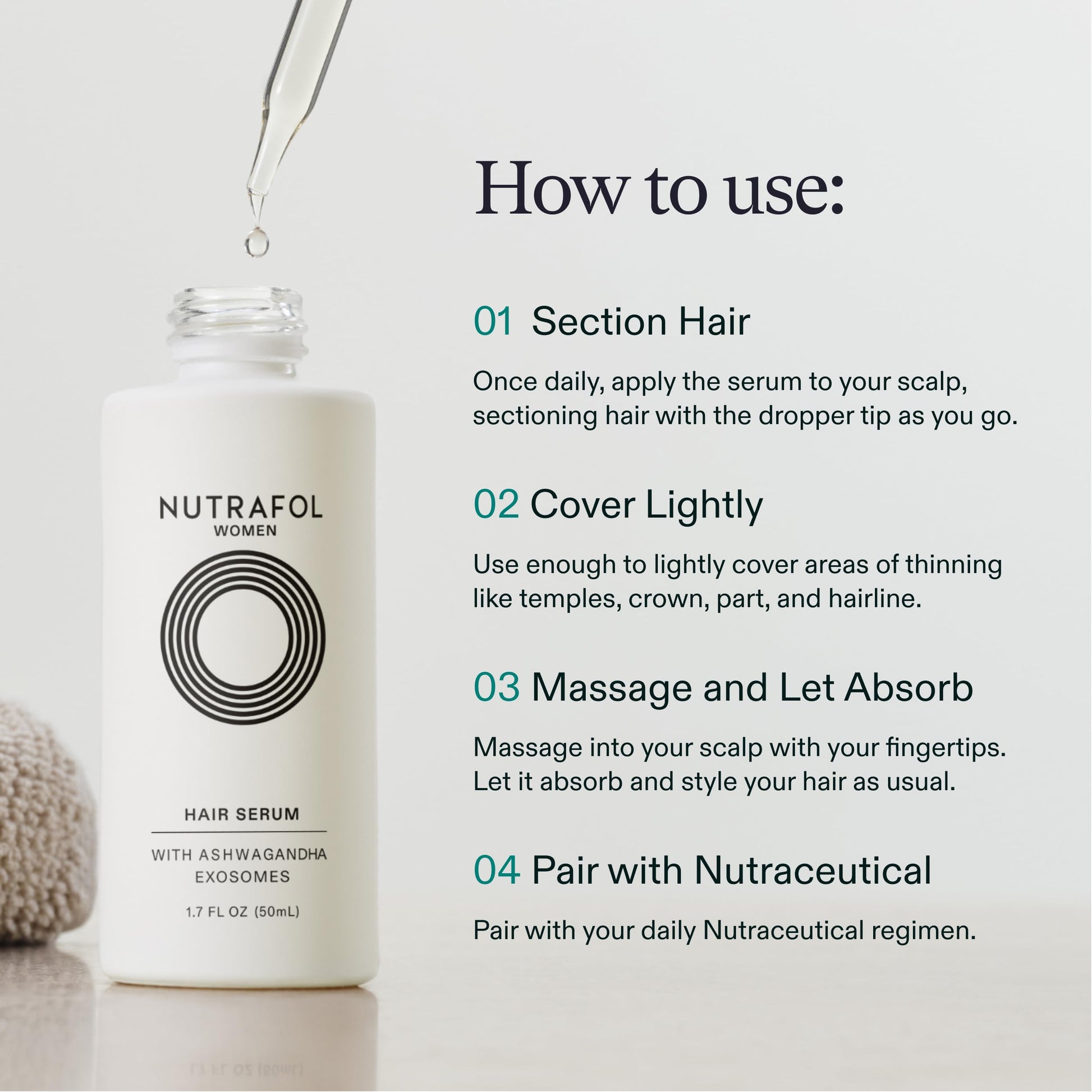 Nutrafol Women's Hair Serum, Supports Visibly Thicker and Stronger Hair, Vegan, Lightweight and Fast-Absorbing - 1.7 Fl Oz, 1 Bottle Nutrafol Au supplements