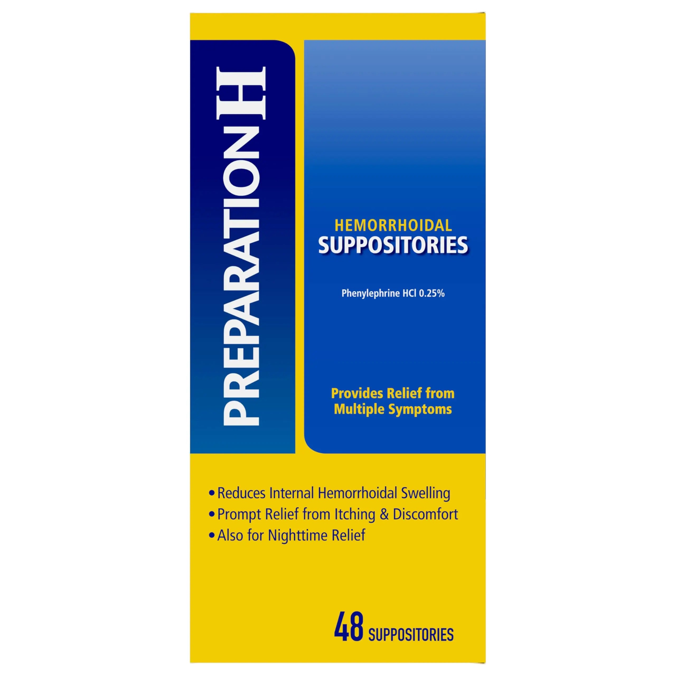 PREPARATION H Hemorrhoid Symptom Treatment Suppositories, Burning, Itching and Discomfort Relief (48 Count) Preparation H Au supplements