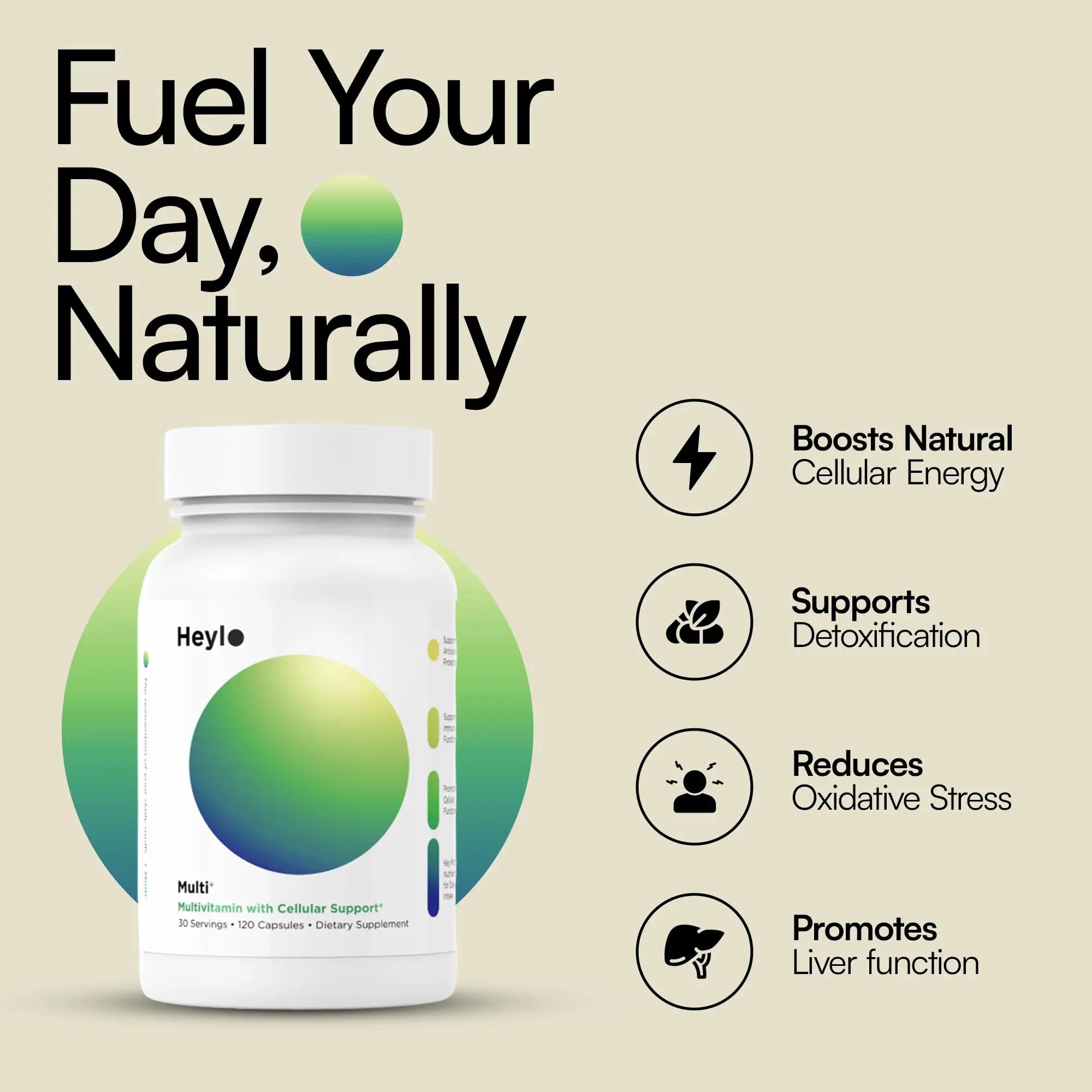 Heylo Multi+ Advanced Multivitamin Supplement – Boosts Energy, Enhances Immune Support, Provides Antioxidant Protection, Promotes Detoxification Heylo Health Au supplements