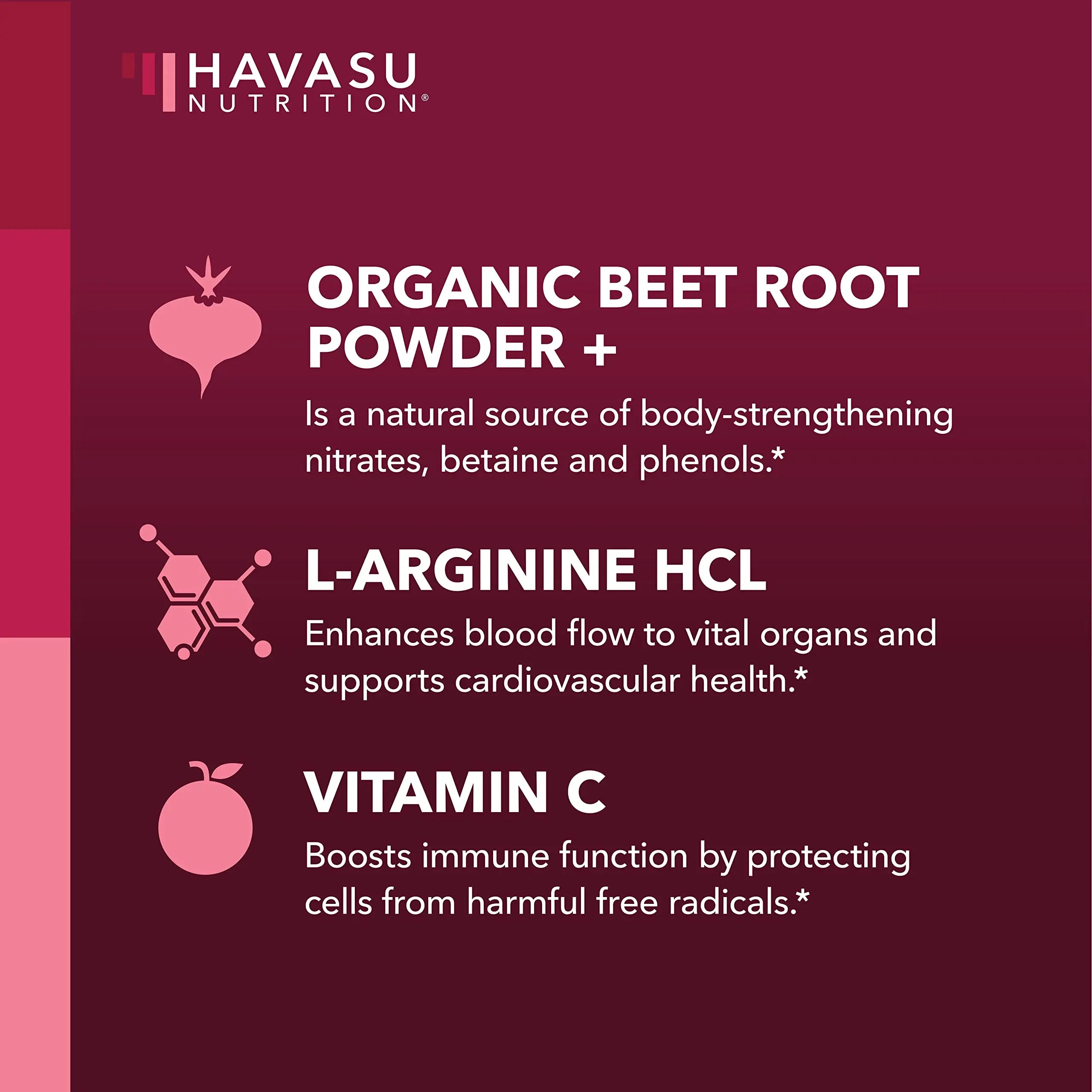 Organic Beet Root Powder with BCAA and L-Arginine for Energy and Stamina Support HAVASU NUTRITION Au supplements