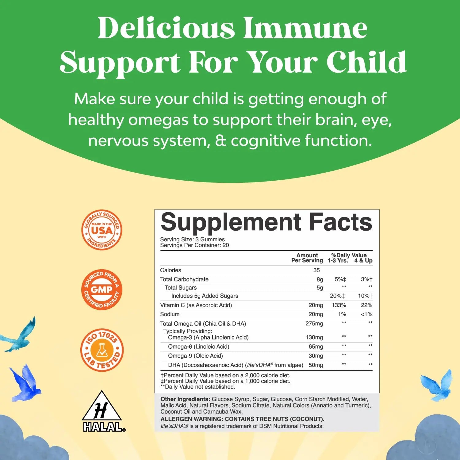 Bundle of Kids DHA Omega 3 Gummies - Fatty Acids Omega 3 6 9 for Brain Immune Strength Vision Focus Support and Liquid Multivitamin for Kids Immunity Support Natures Craft Au supplements