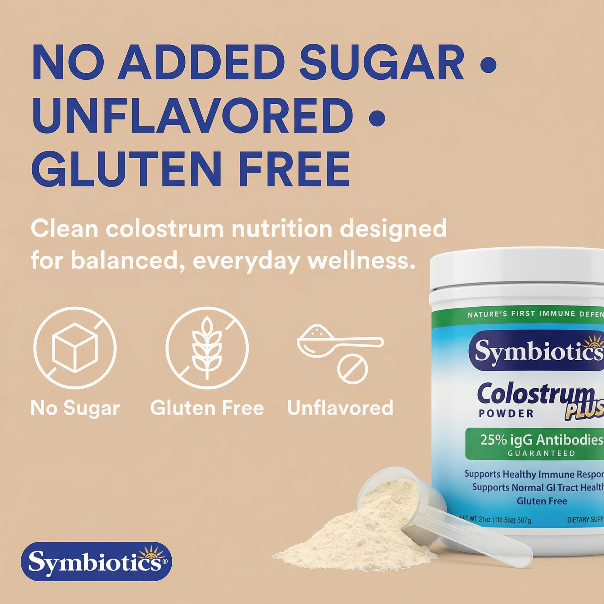 Symbiotics Colostrum Plus Powder 2.25 oz – Immune & Muscle Recovery Support, 25% IgG Immunoglobulins, Gut Health & Training Resilience, Unflavored, Gluten Free - 2.25 oz Symbiotics Au supplements