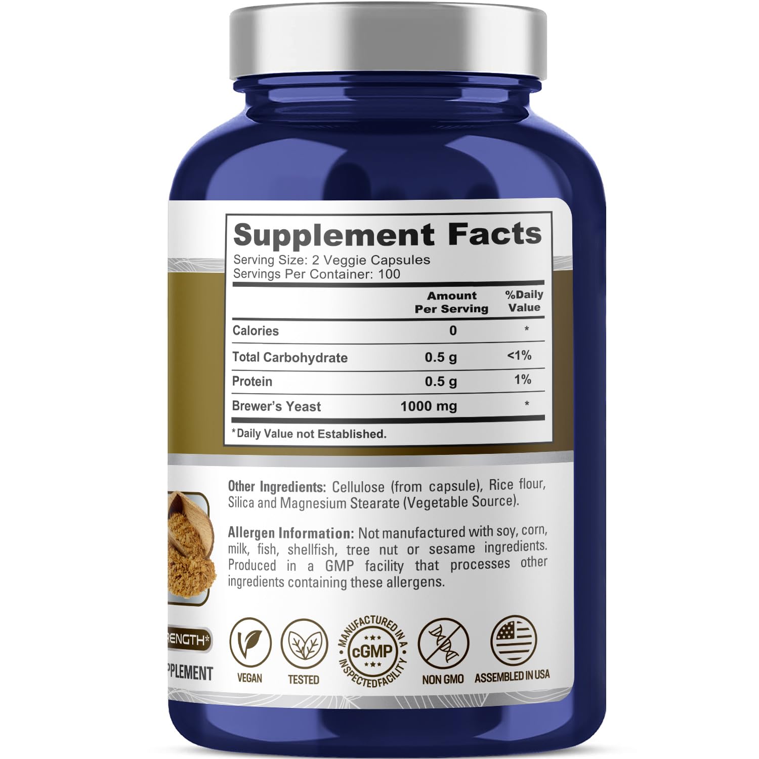 NusaPure Brewer’s Yeast - Suitable for Vegetarian/Vegan, Non - GMO - 1000mg 200 Capsules NusaPure Au supplements
