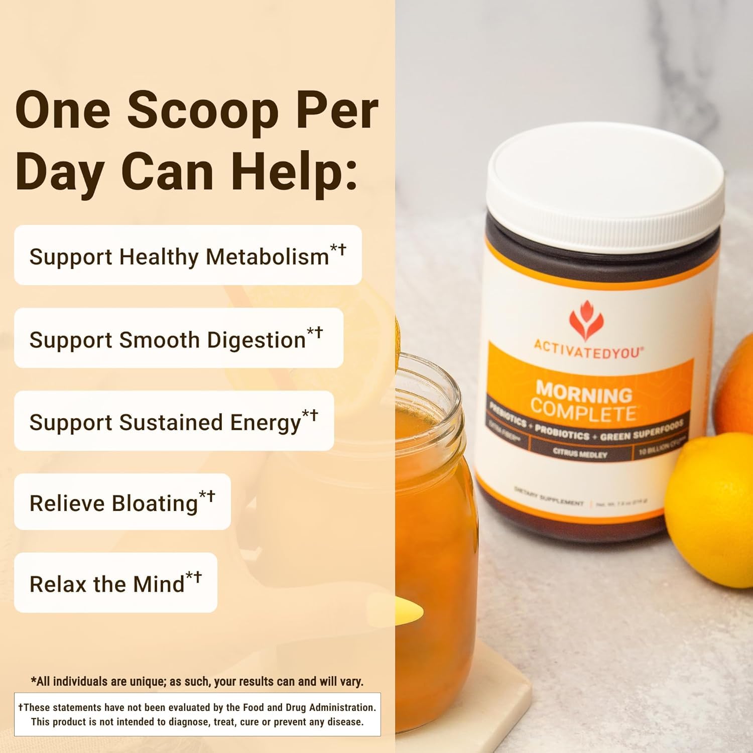 ACTIVATEDYOU Morning Complete Daily Wellness Greens Superfood Drink Mix for Gut Health w/Prebiotics, Probiotics, Antioxidants, Green Superfoods, 10 Billion CFUs (3 Pack, Citrus Medley) ACTIVATEDYOU Au supplements