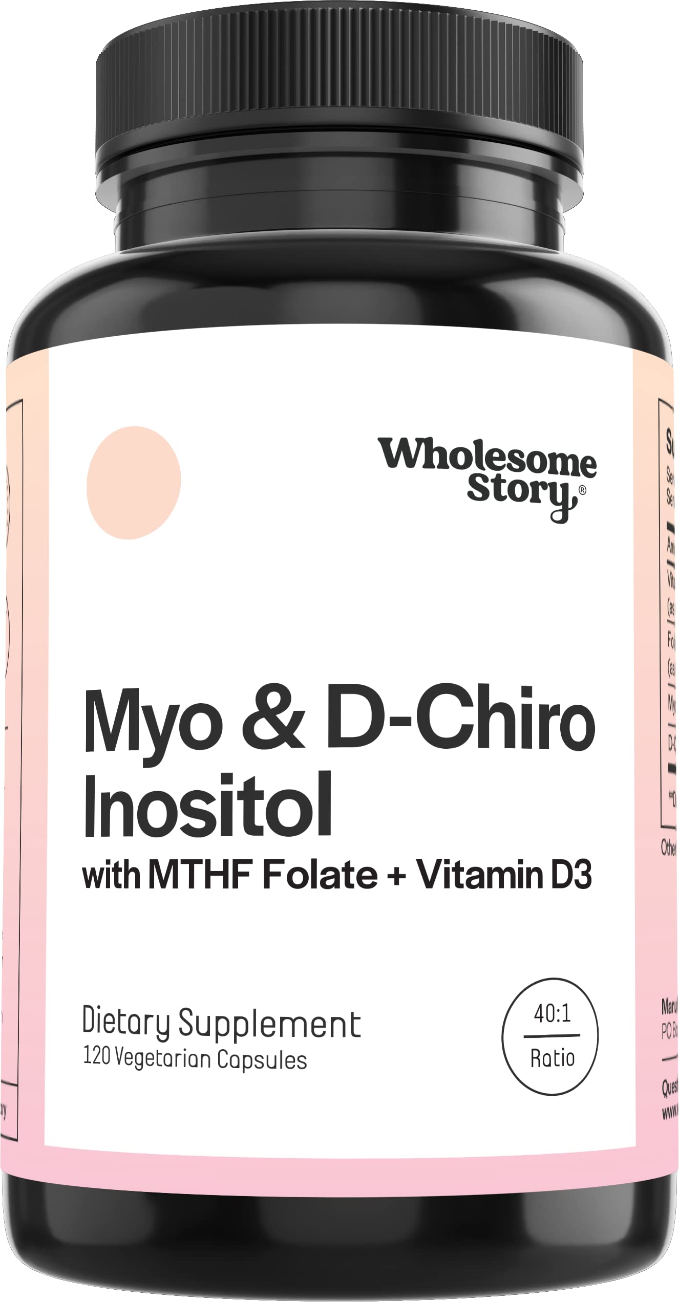 Myo-Inositol & D-Chiro Inositol Capsules with MTHF, Folate, Vitamin D| Support for Ovarian Function, Hormone Balance, & Homocysteine Levels | Fertility Supplements for Women | 40:1 Ratio Wholesome Story Au supplements