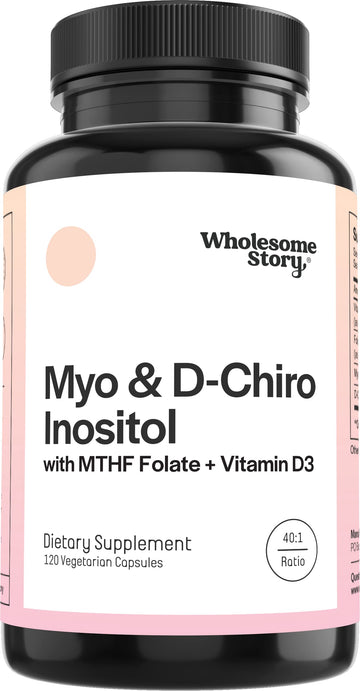 Myo-Inositol & D-Chiro Inositol Capsules with MTHF, Folate, Vitamin D| Support for Ovarian Function, Hormone Balance, & Homocysteine Levels | Fertility Supplements for Women | 40:1 Ratio Wholesome Story Au supplements