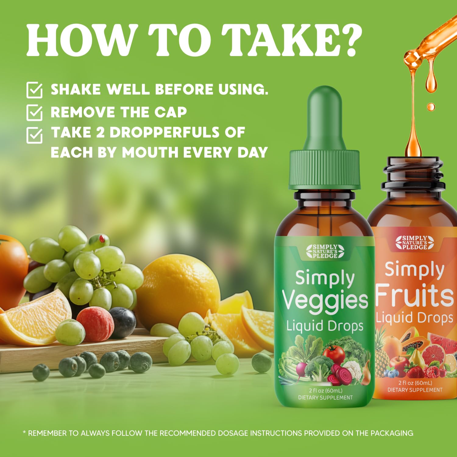 Simply Nature's Pledge - Fruit and Vegetable Supplements - Liquid Drops - Made with Whole Food Superfoods, Packed Vitamins & Minerals - Soy Free - Made in The USA Simply Nature's Pledge Au supplements