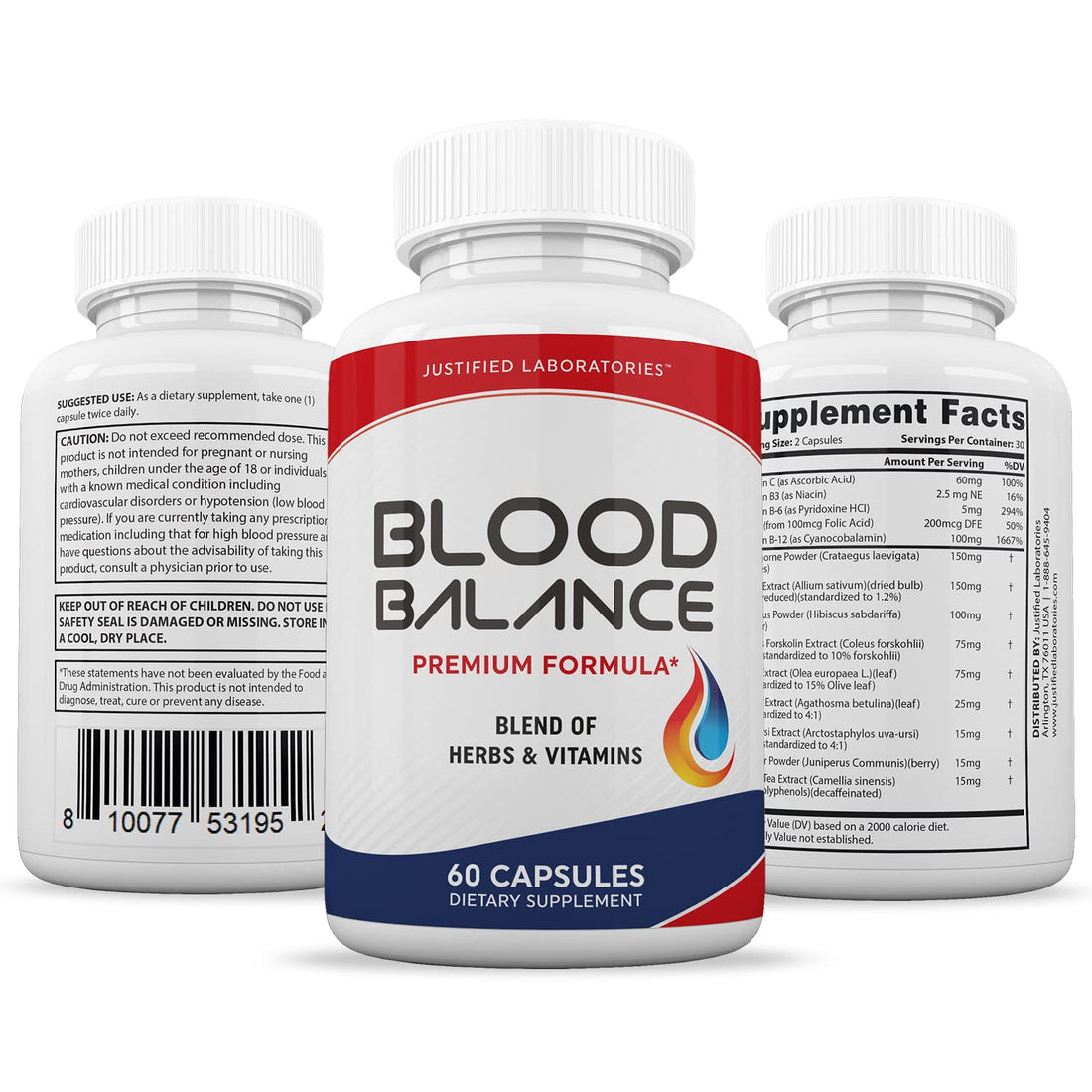 Blood Balance Advanced Formula 620MG Formula Supplement Pills 60 Capsules Justified Laboratories Au supplements