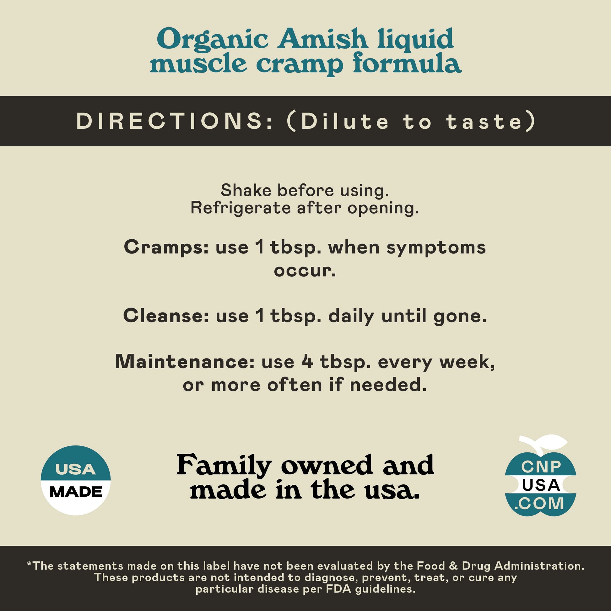 Organic Amish Leg Cramp Relief Liquid 16oz - Natural Muscle and Foot Support Supplement with Apple Cider Vinegar, Ginger, Garlic, Aloe, Fast Cramp Reducing Formula, Certified Organic, Made in USA Complete Natural Products Au supplements