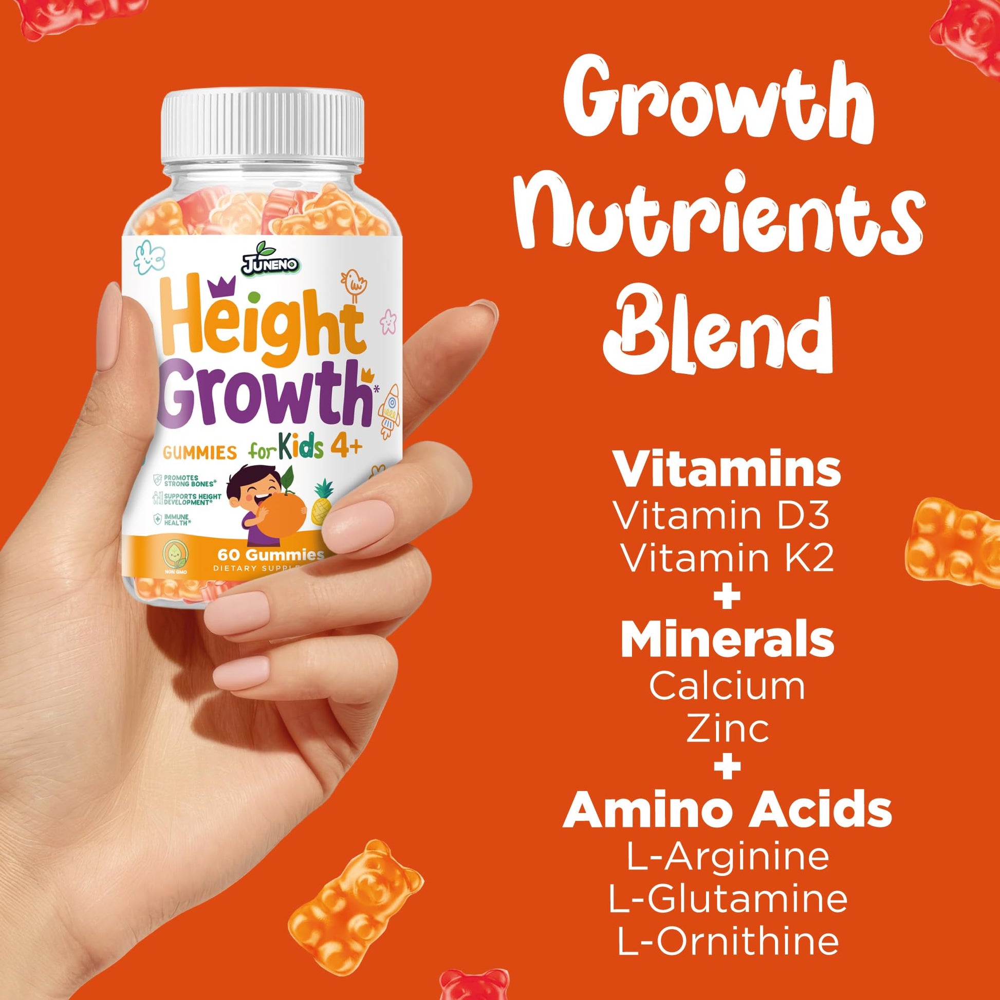 Juneno Height Growth Vitamins Supplement Gummies - Grow Taller for Teens Kids Boys Girls - Natural Height Increaser Maximizer Multivitamin Juneno Au supplements