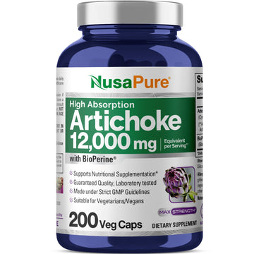 NusaPure Artichoke 20:1 Extract, 600 mg Equivalent to 12,000mg 200 Veggie caps (Non-GMO, Gluten Free) NusaPure Au supplements