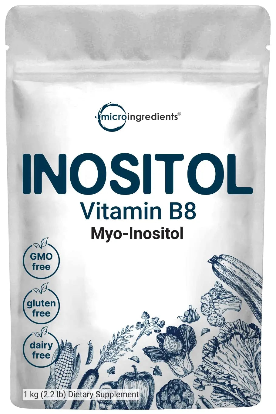 Pure Inositol Powder, Myo-Inositol B8 Powder, 1KG (2.2 Pounds), Strongly Supports Liver Micro Ingredients Au supplements