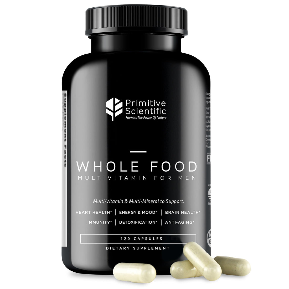 Primitive Scientific Whole Food Natural Multivitamin and Mineral Capsules for Men - All-Day Energy, Inner Zen, and Stronger You (120 Capsules) Primitive Scientific Au supplements