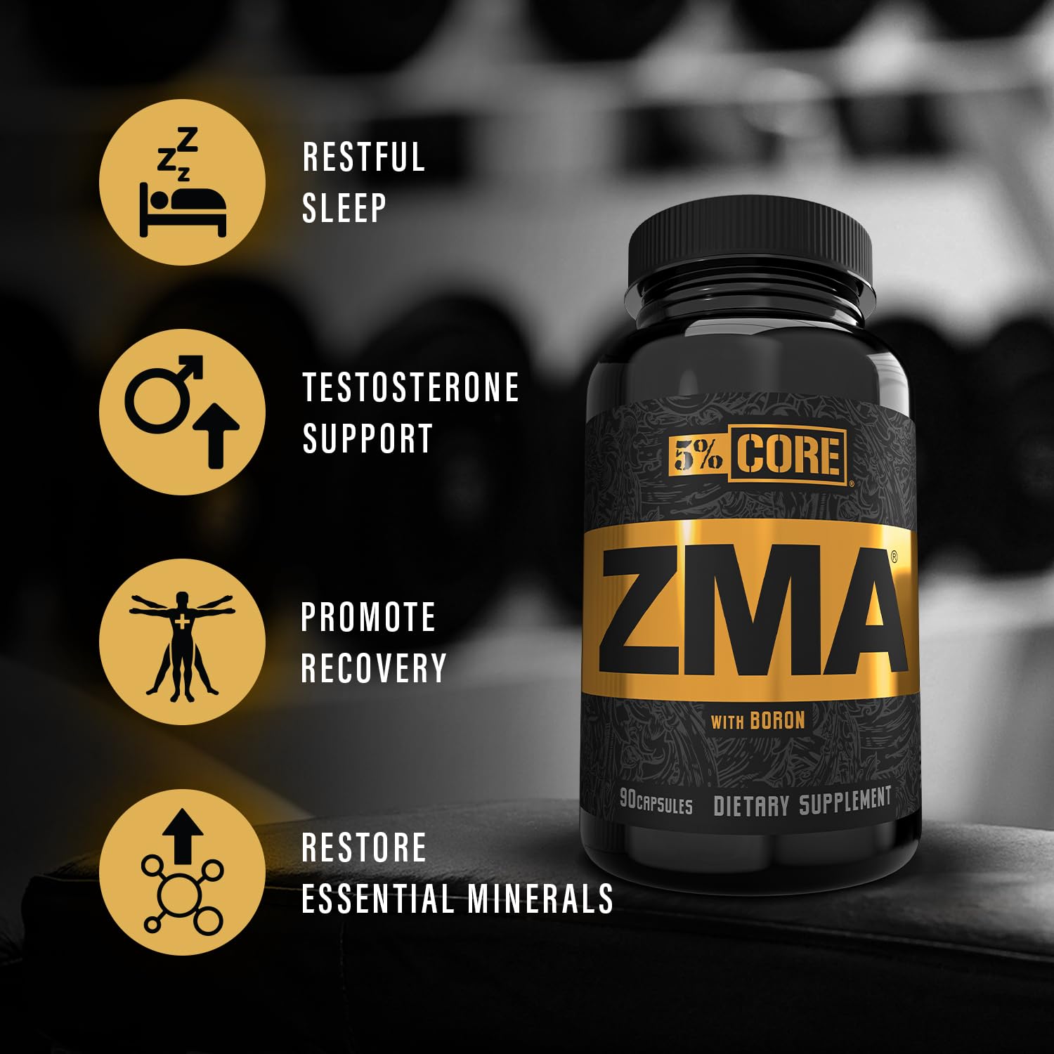 5% Nutrition Core ZMA (with Boron) | Promotes Recovery by Restoring Levels of Zinc, Magnesium & Vitamin B-6 (90 Capsules) 5% Nutrition Au supplements