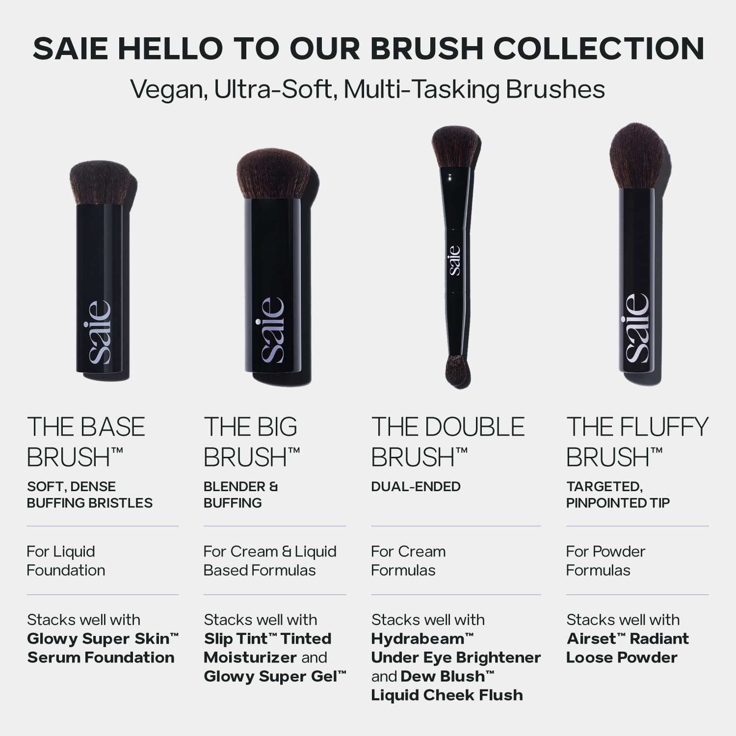 Saie Sun Melt Duo - The Big Brush - Soft, Multi-Use Liquid + Cream Makeup Brush With Synthetic Bristles Bundled With Sun Melt Bronzer in Tan Bronze - Buildable Cream Contour with Velvet Finish (1 oz) Saie Au supplements