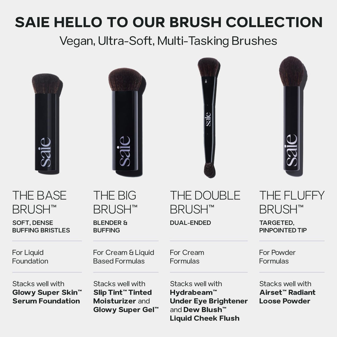 Saie The Big Liquid Foundation Brush - Soft, Multi-Use Makeup Brush for Buffing, Blending & Building - Made with Cruelty-Free, Synthetic Bristles & Creates a Seamless Finish (1 Count) Saie Au supplements