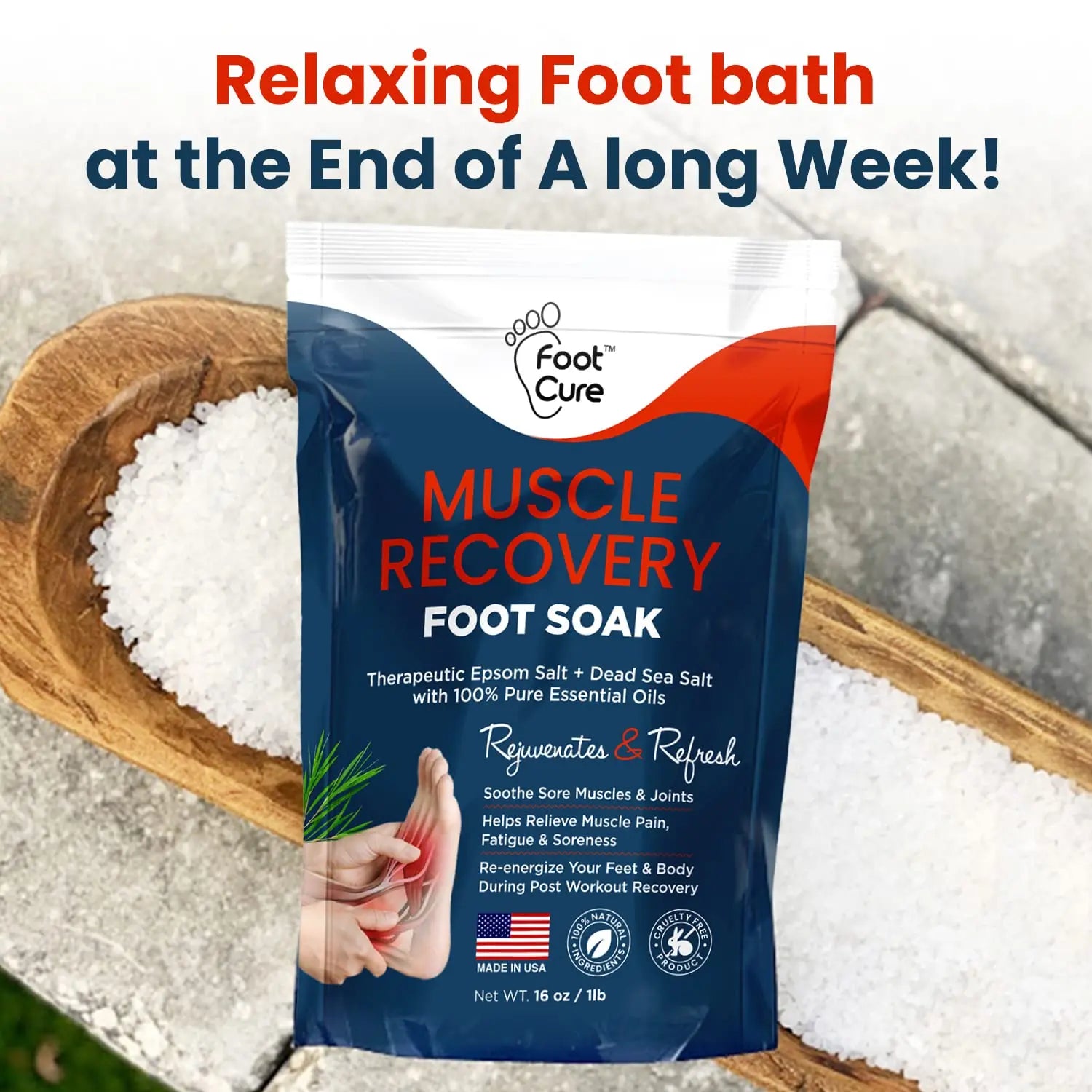 Muscle Relief Foot Soak with Epsom Salts - All Natural Salts for Post Workout Recovery FOOT CURE Au supplements